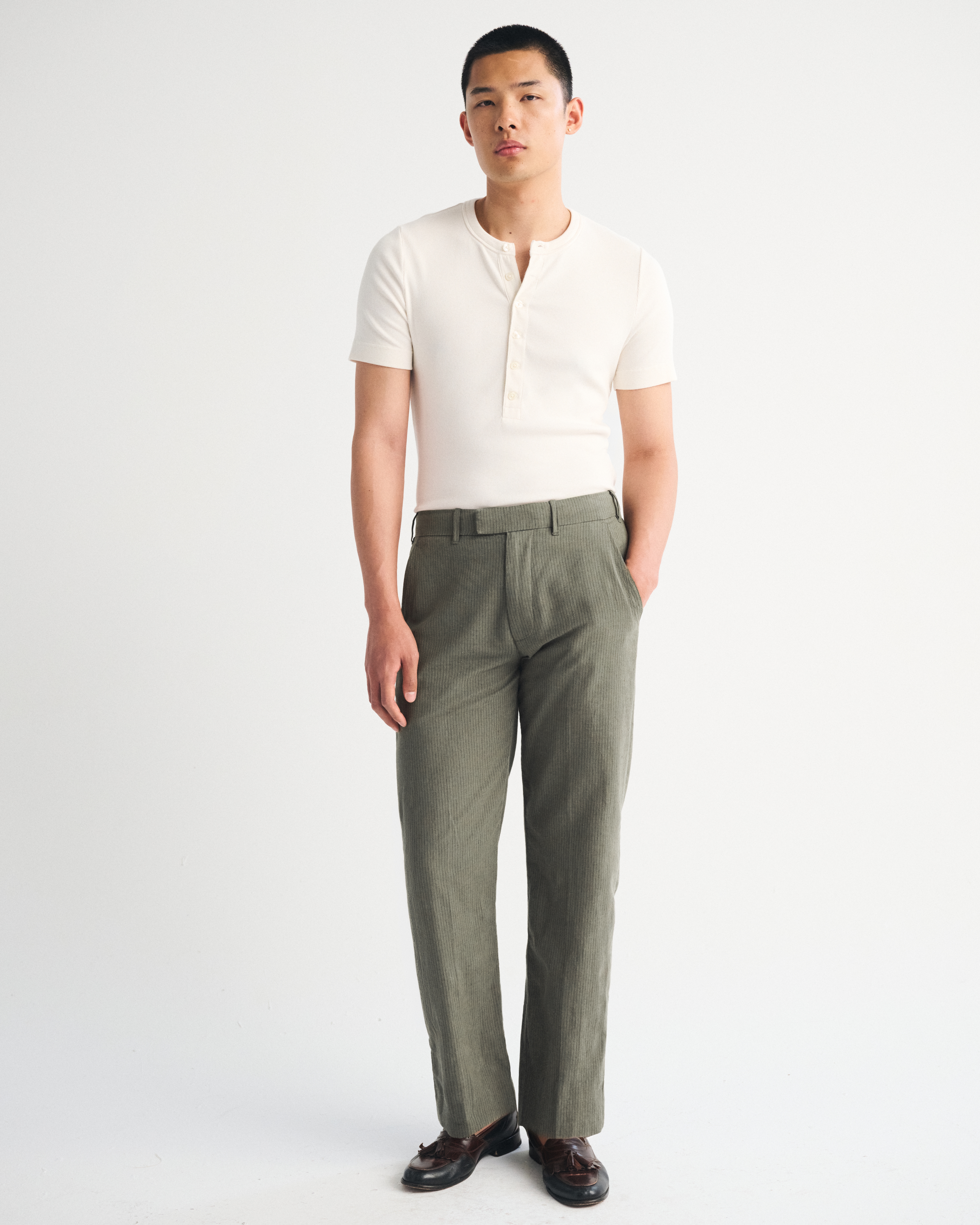 Мужские брюки Abercrombie & Fitch The A&F Collins Relaxed Straight Linen-Blend Suit Pant — фото 3