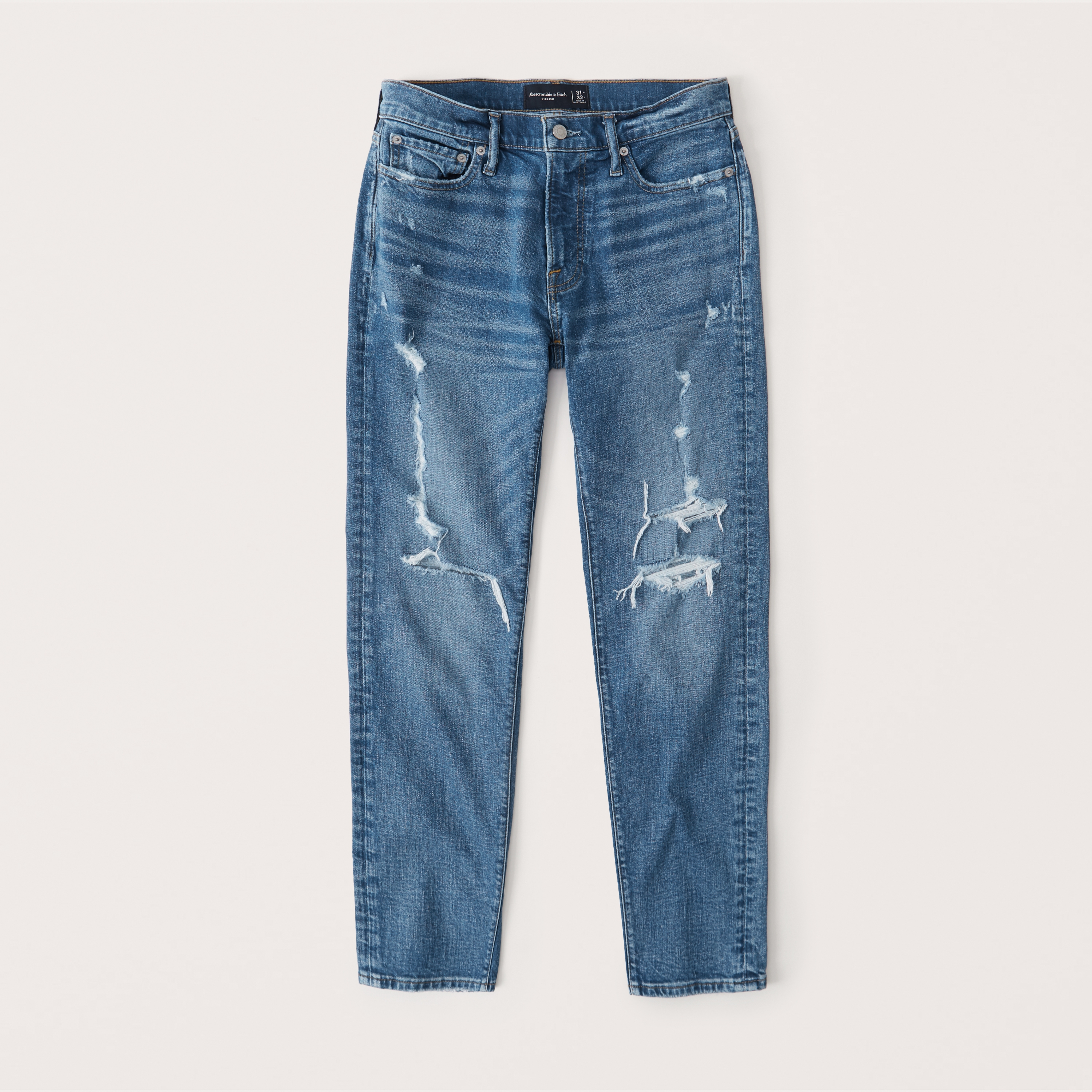 mens ripped tapered jeans