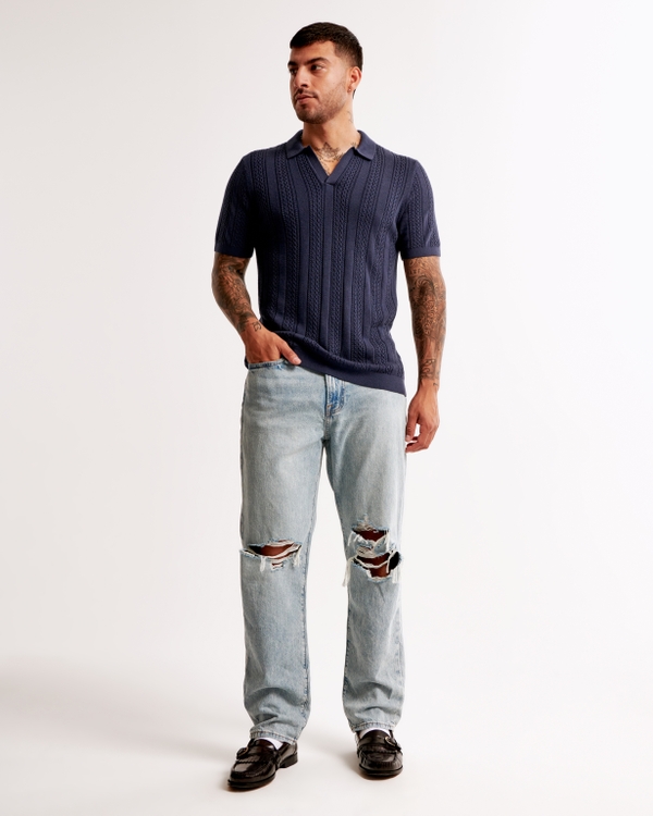 Lightweight Athletic Loose Jean, Light Ripped Wash