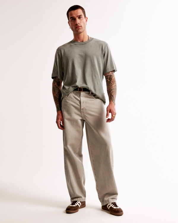 Ultra Baggy Barrel Jean, Taupe Wash