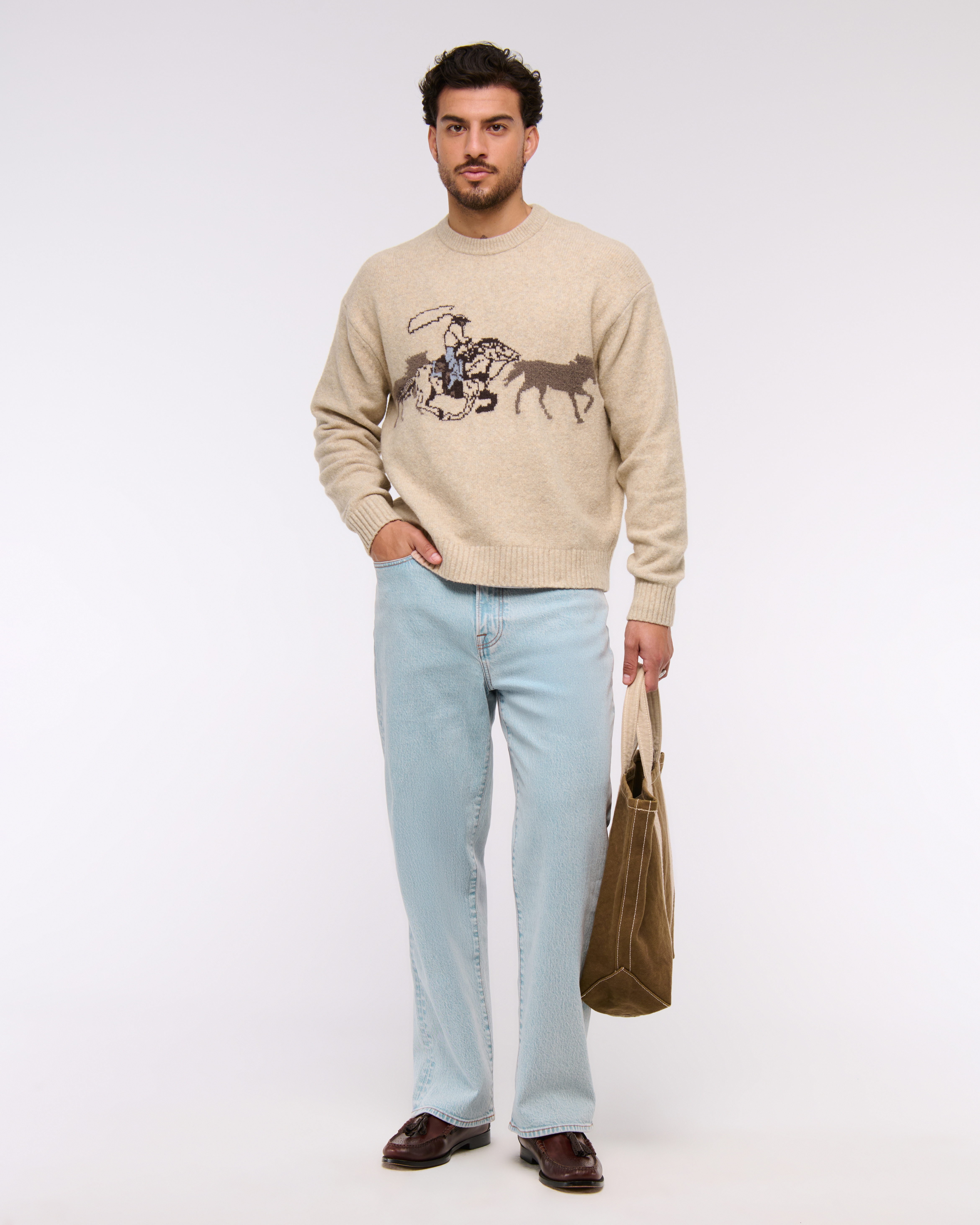 Abercrombie & Fitch Athletic Baggy Jean In Neutral