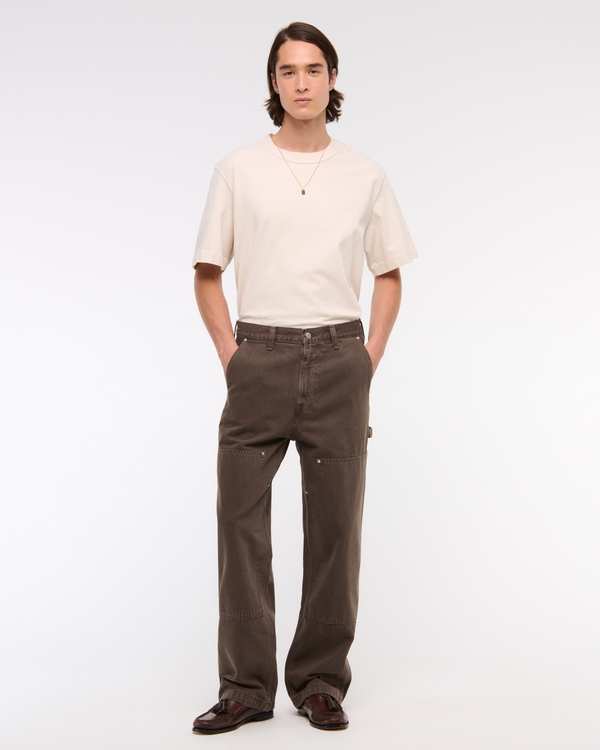 Baggy Workwear Jean, Dark Brown Wash