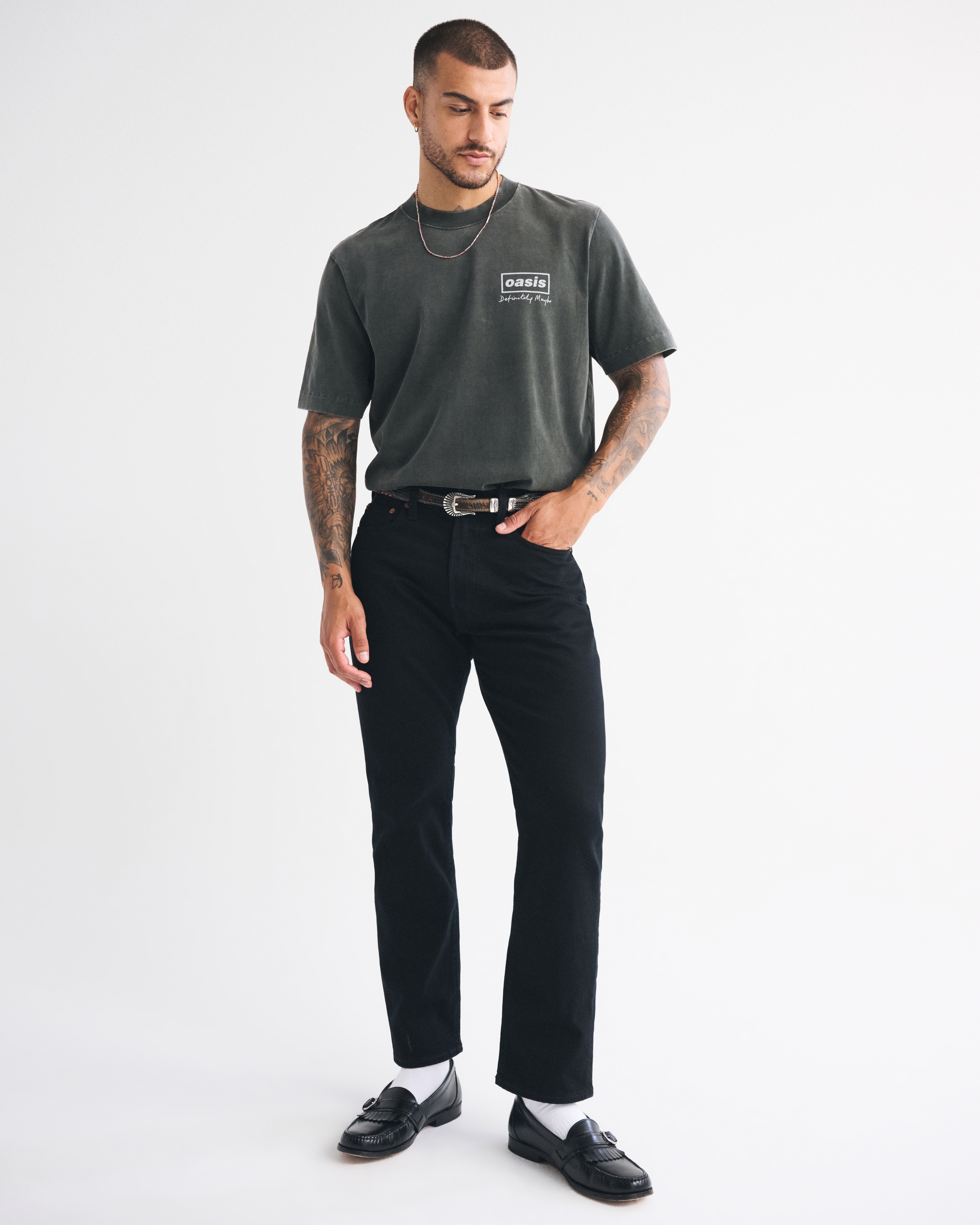 Abercrombie & Fitch Athletic Straight Jean In Black