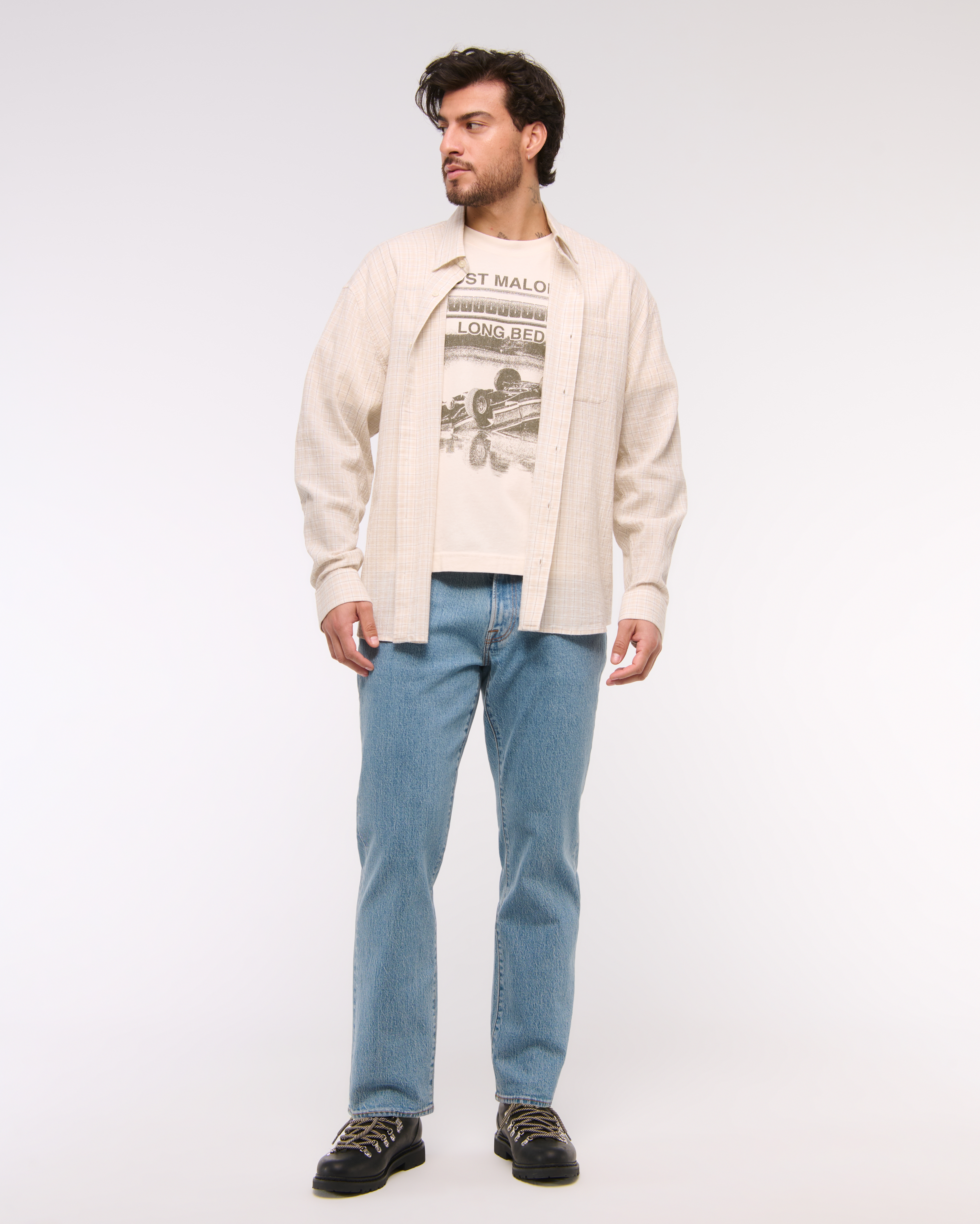 Abercrombie & Fitch Athletic Straight Jean In Neutral