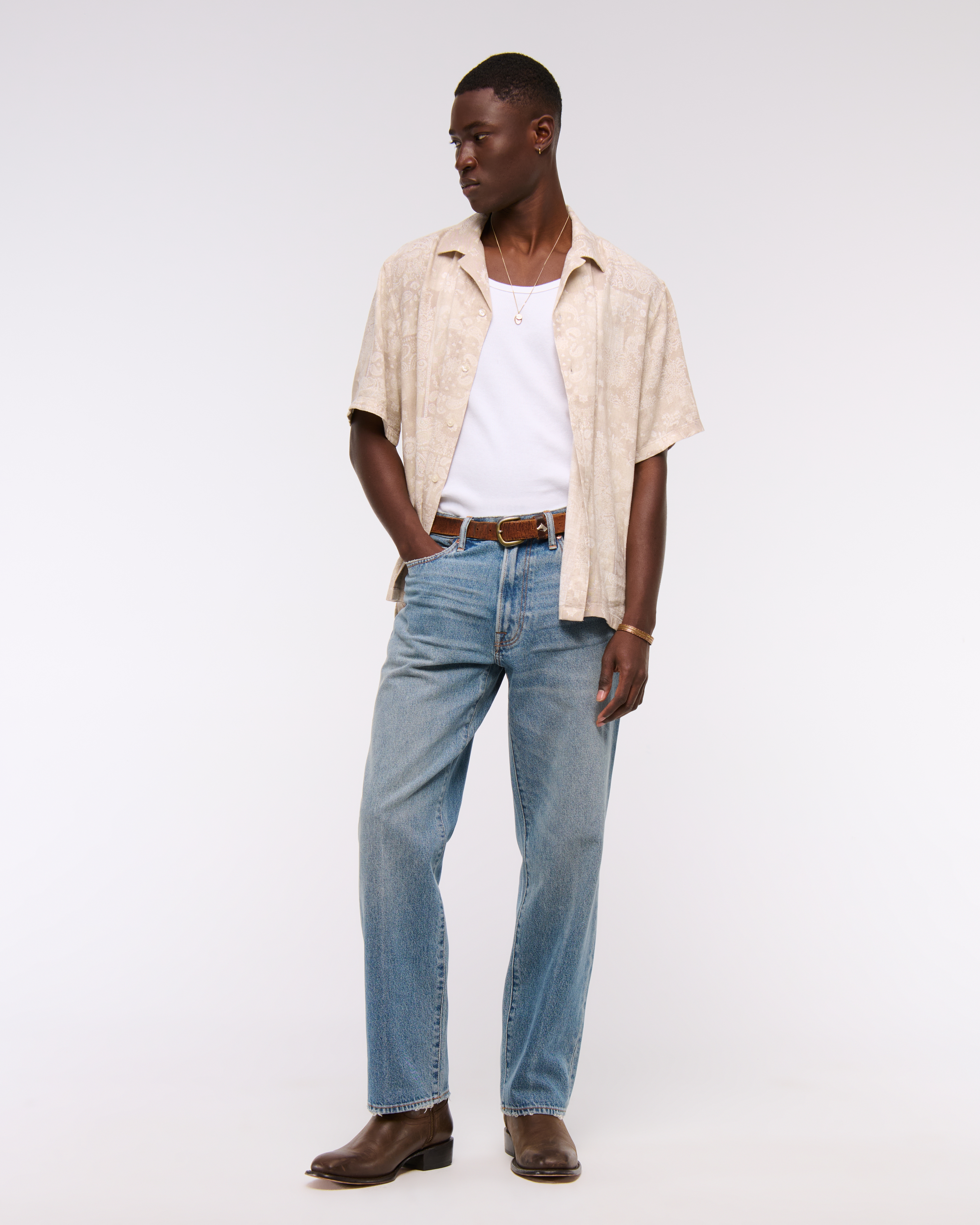 Abercrombie & Fitch Relaxed Straight Jean In Blue