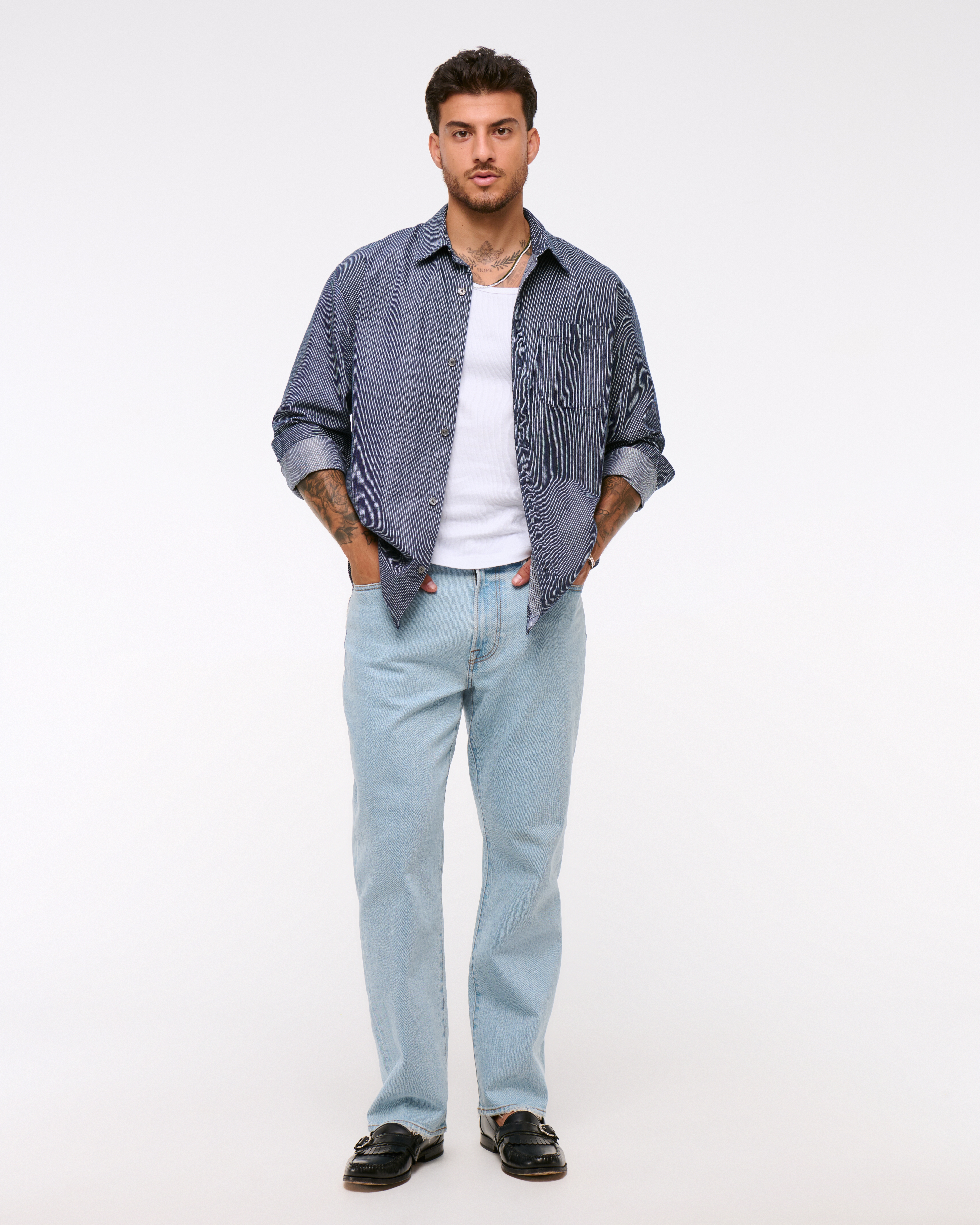 Abercrombie & Fitch Athletic Relaxed Straight Jean In Blue