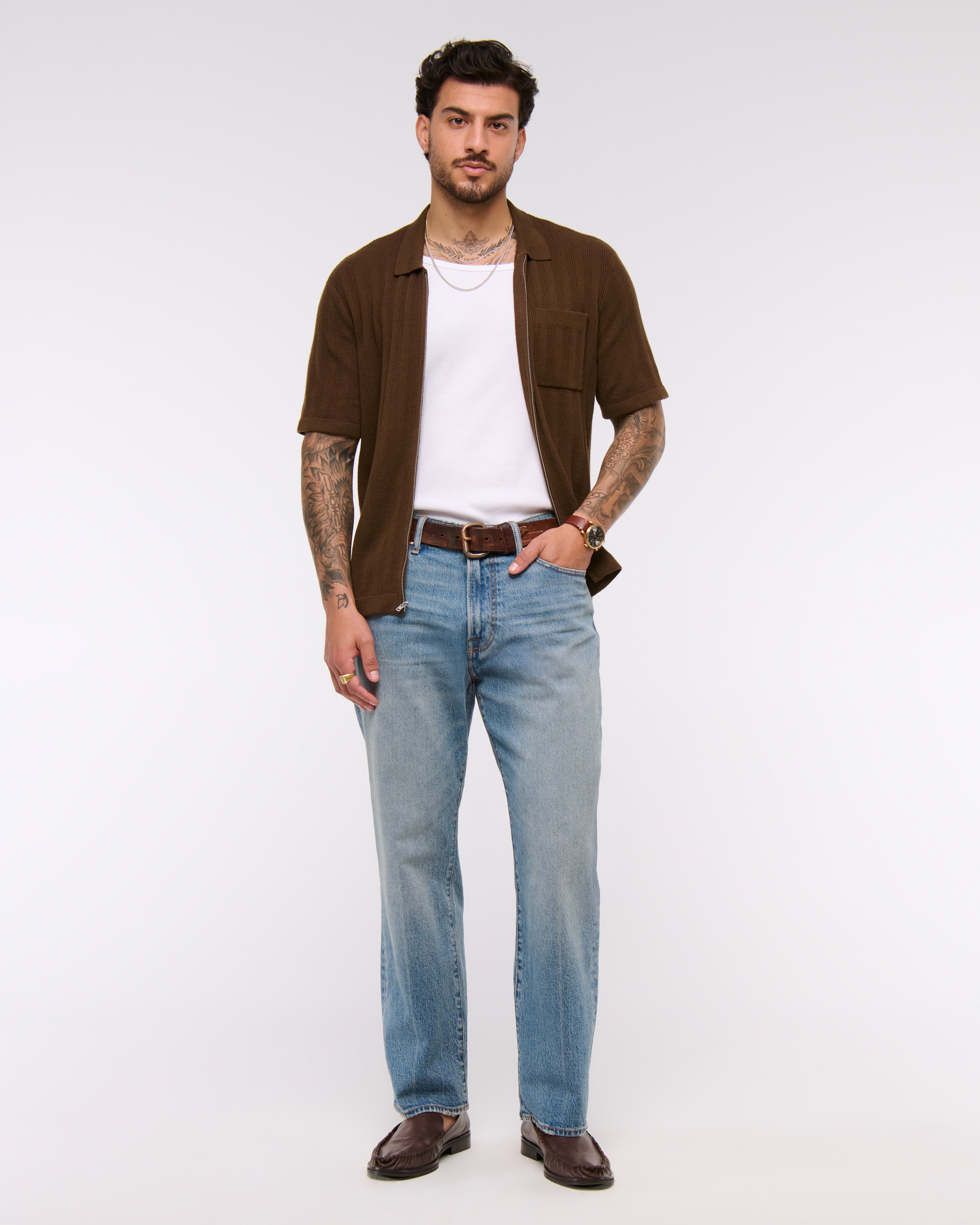 Abercrombie & Fitch Athletic Relaxed Straight Jean In Blue