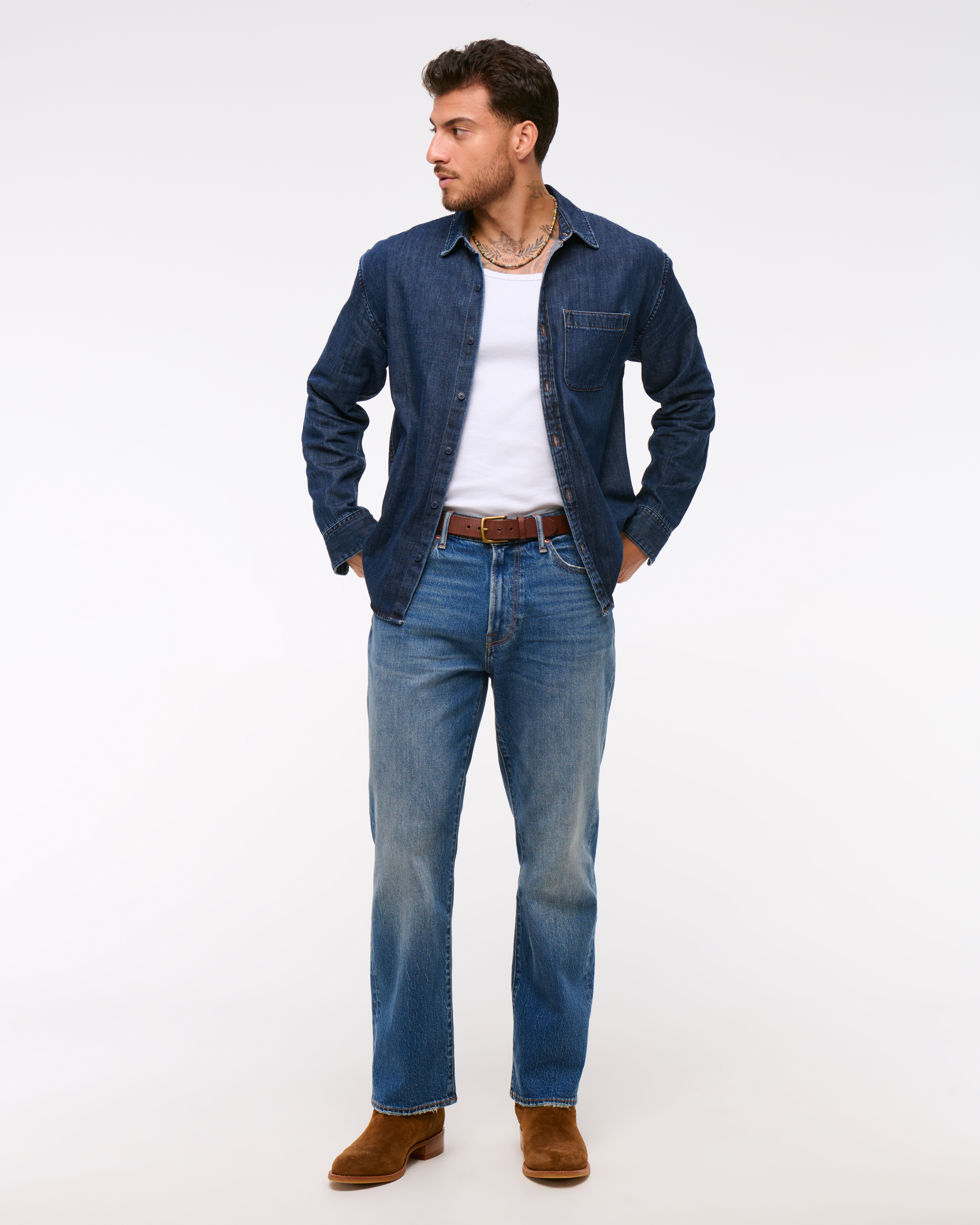 Abercrombie & Fitch Athletic Relaxed Straight Jean In Blue