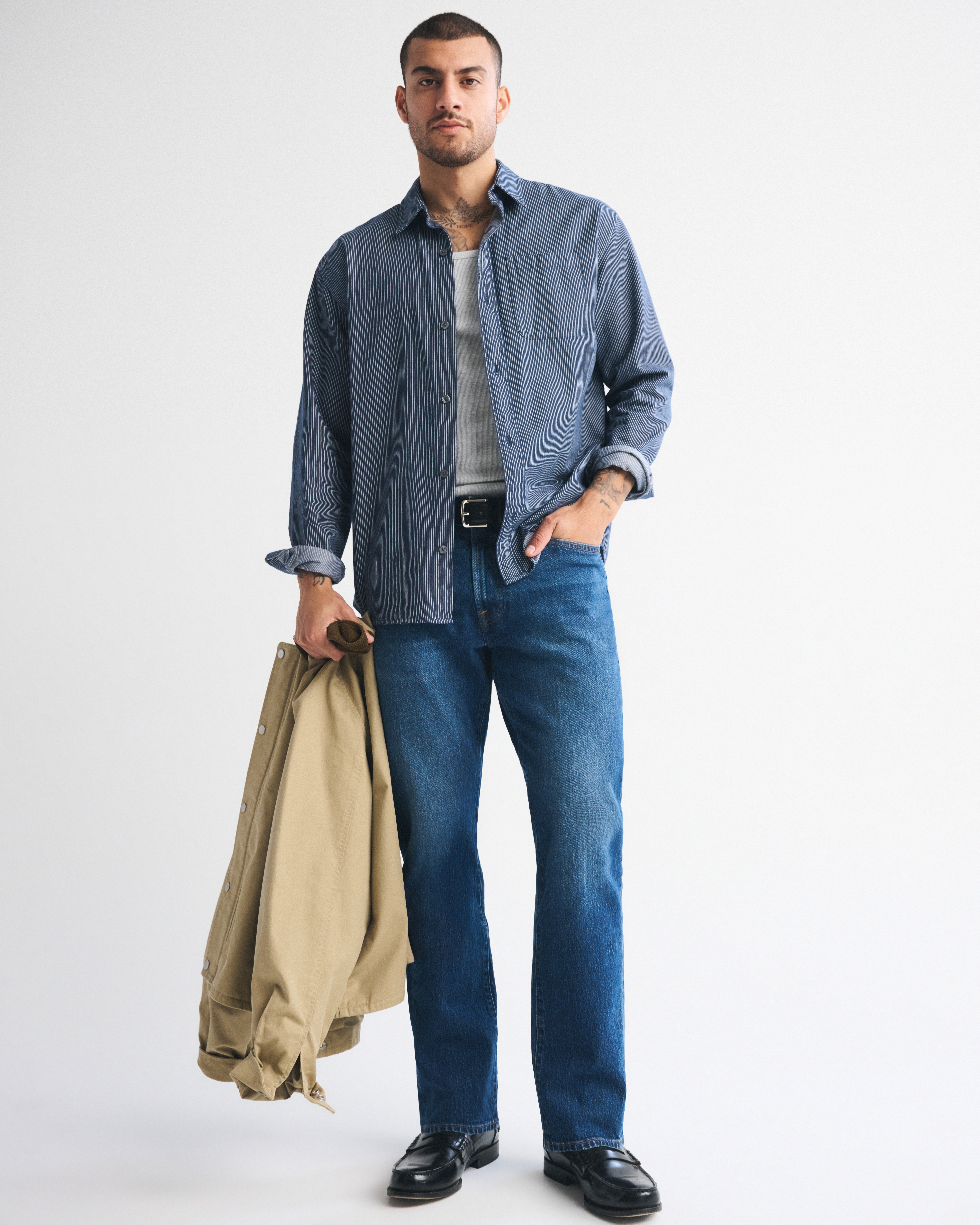 Abercrombie & Fitch Athletic Straight Jean In Blue