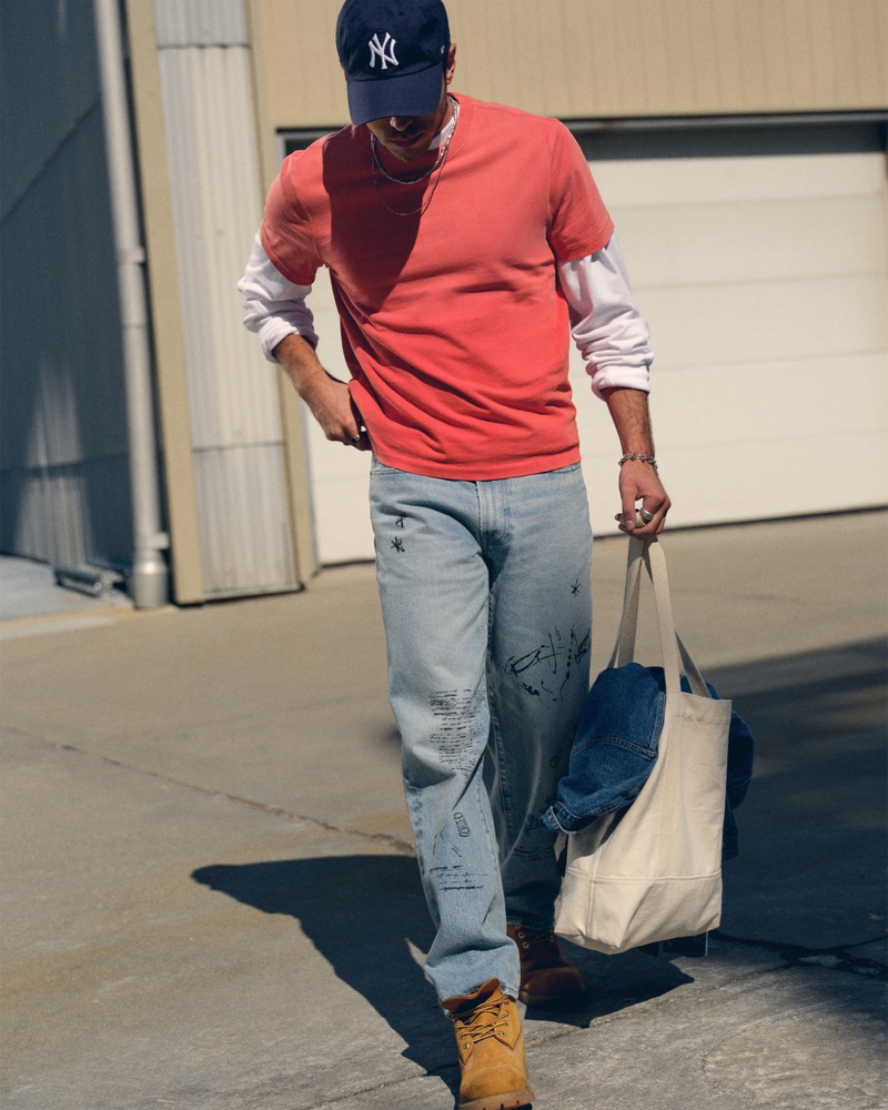 Mens Jeans Red Cap Blue Jeans Wrangler X Whataburger Men's Graphic