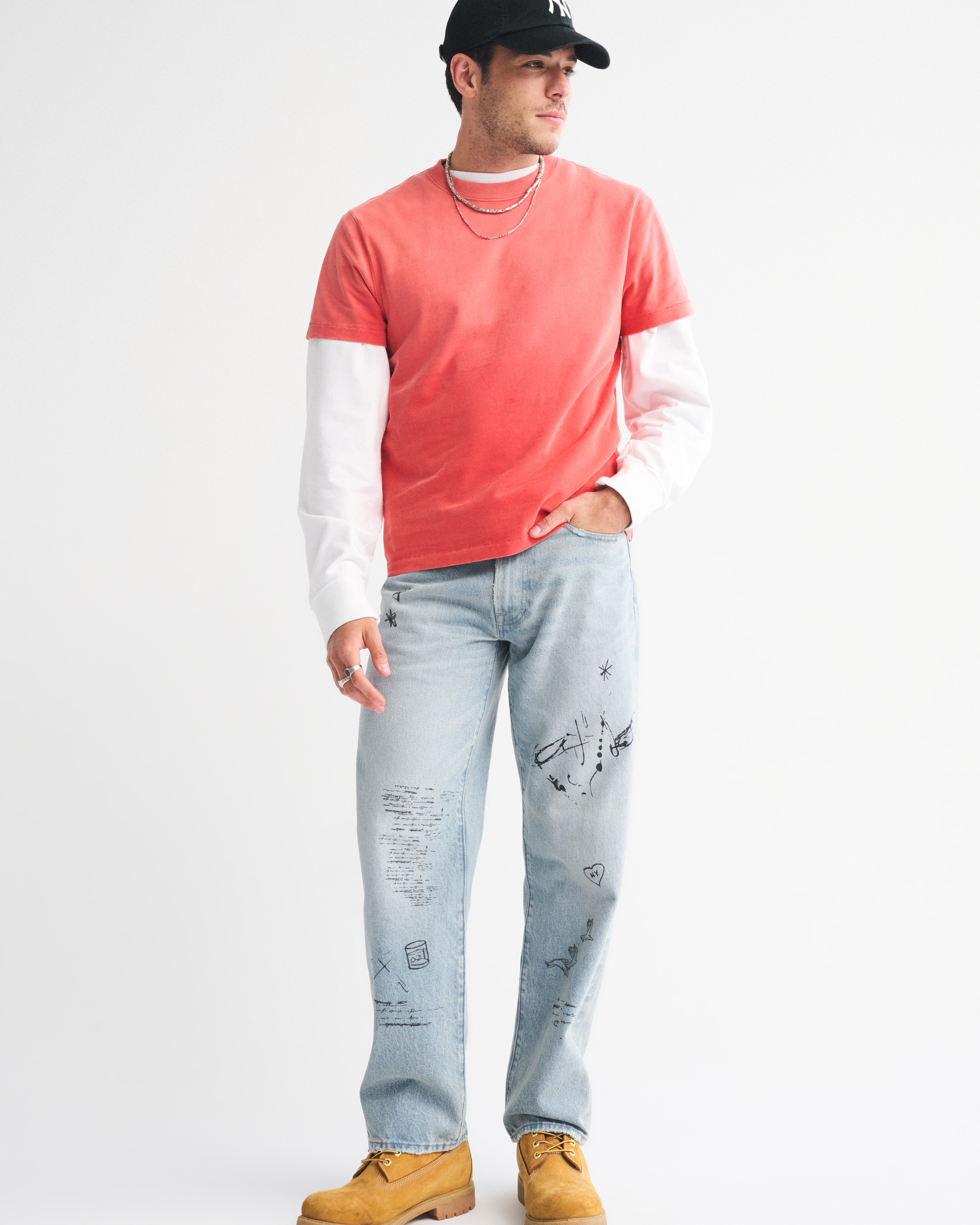Abercrombie & Fitch Relaxed Straight Jean In Pink