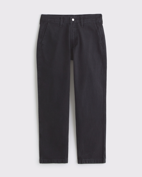 Relaxed Straight Denim Trouser, Black view 1