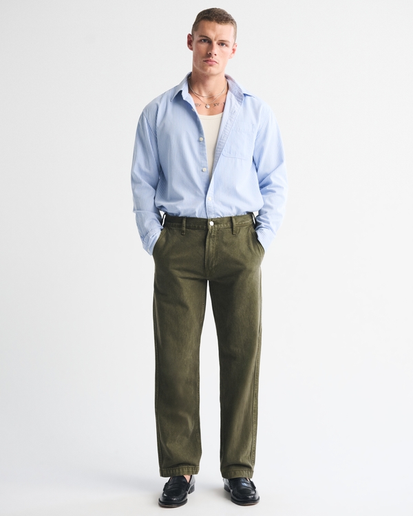 Denim Trouser, Olive Green view 1