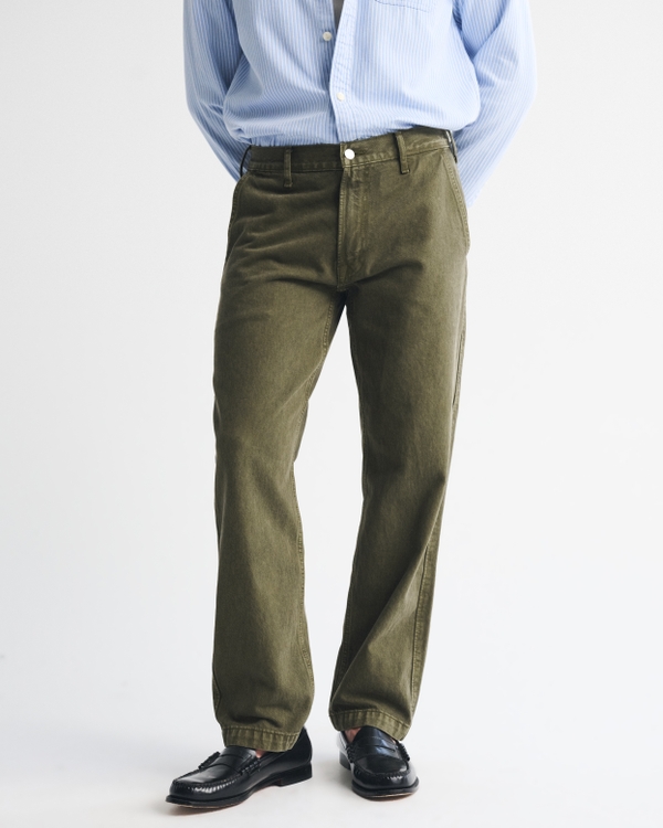 Denim Trouser, Olive Green view 2