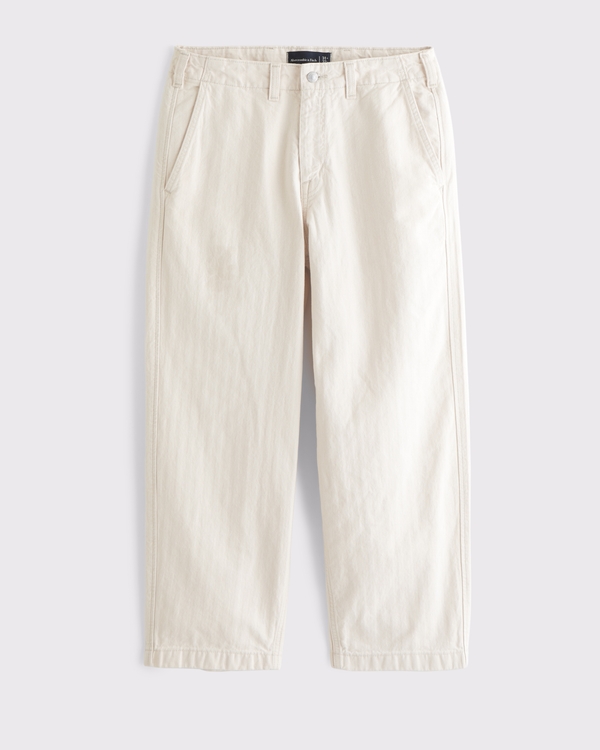 Baggy Trouser Jean, Cream Herringbone view 1