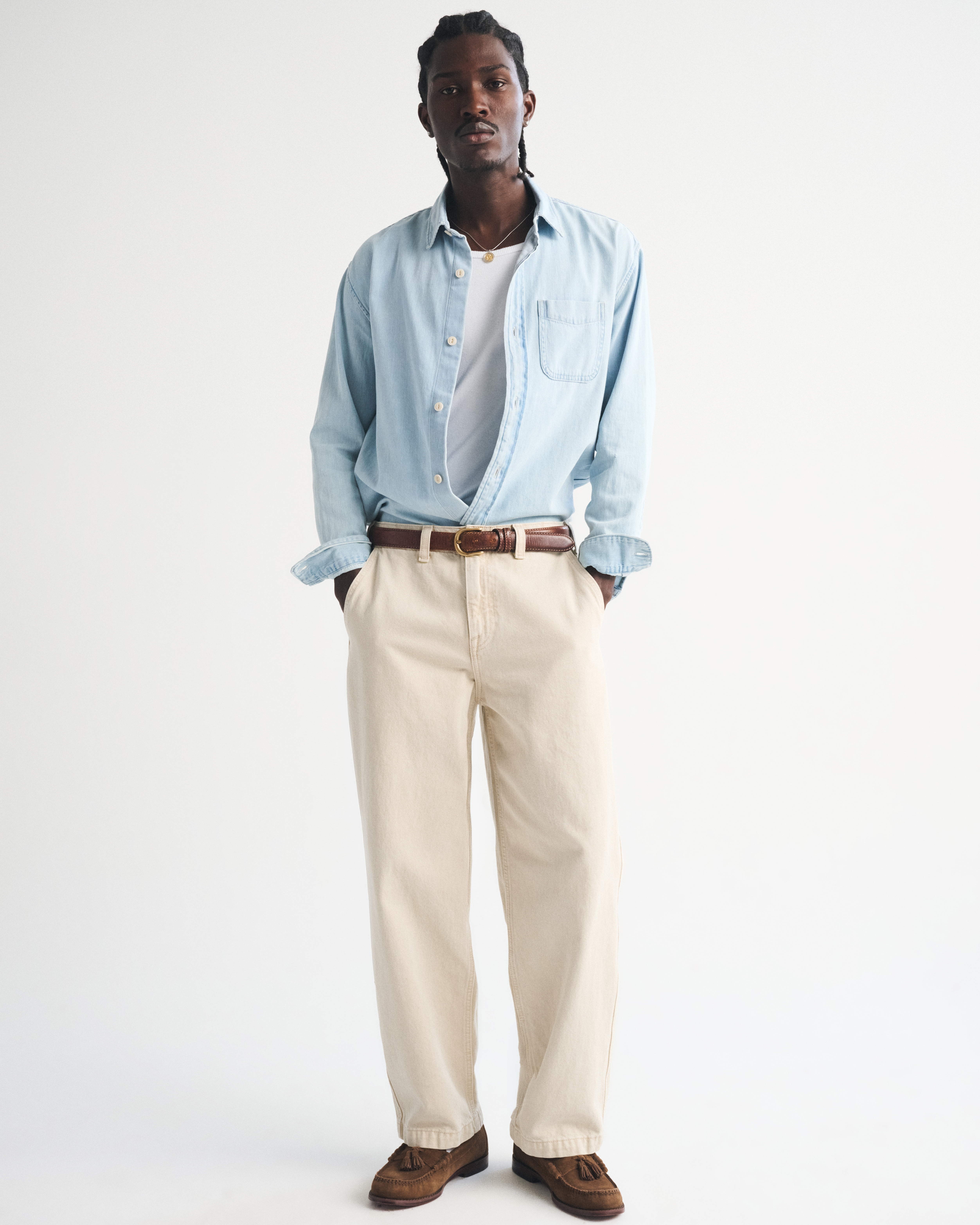 Мужские джинсы Abercrombie & Fitch Denim Trouser, цвет: Бежевый — фото 2