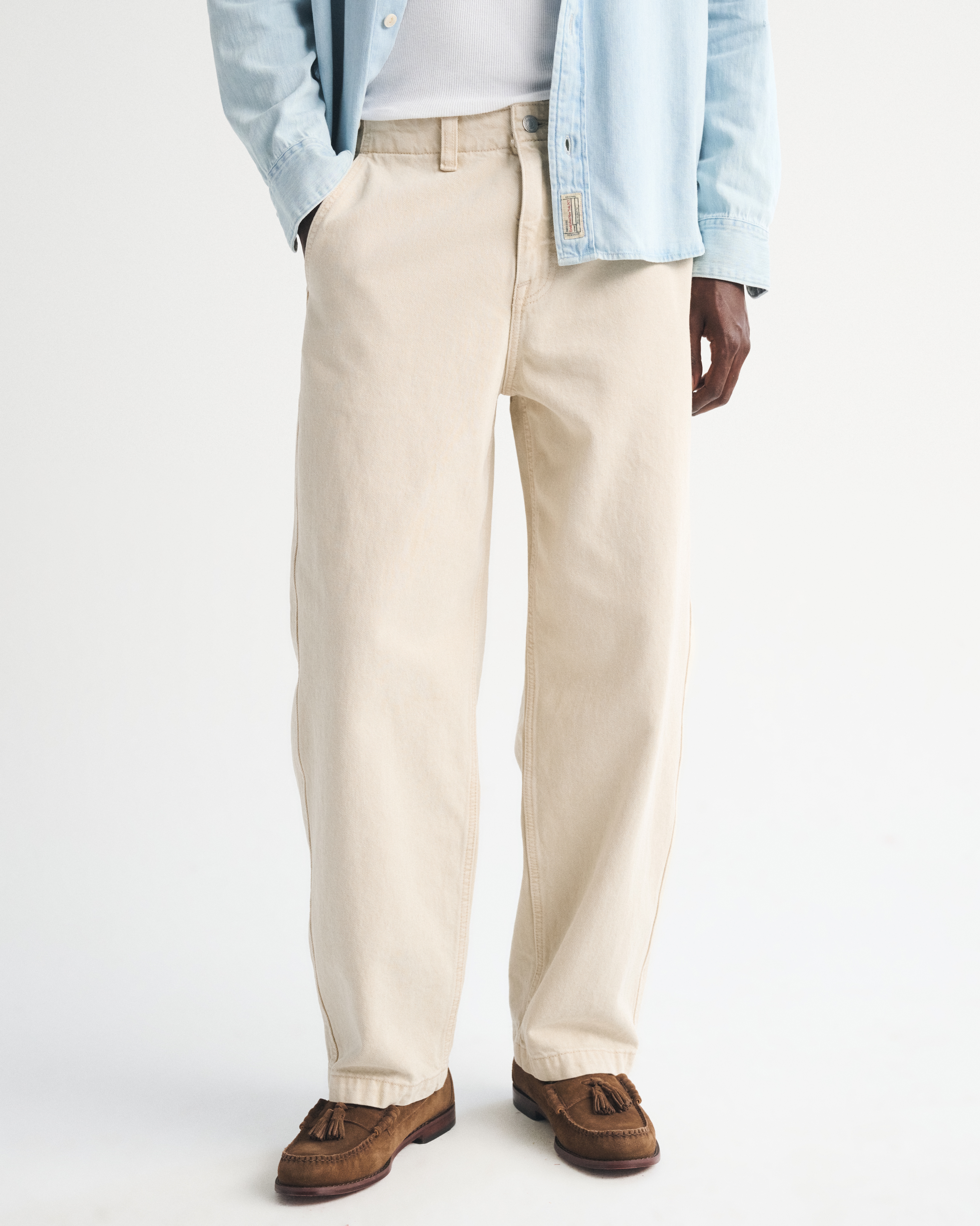 Мужские джинсы Abercrombie & Fitch Denim Trouser, цвет: Бежевый — фото 3