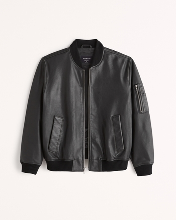 Men's Genuine Leather Bomber Jacket Men's Coats & Jackets