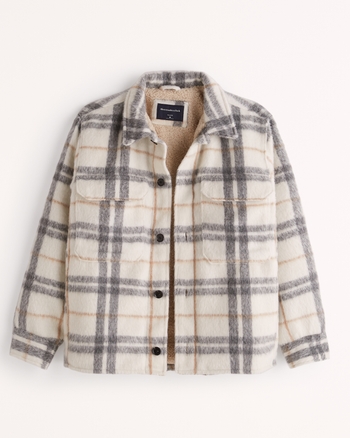 Men's Relaxed Sherpa-Lined Shirt Jacket | Men's Clearance | Abercrombie.com