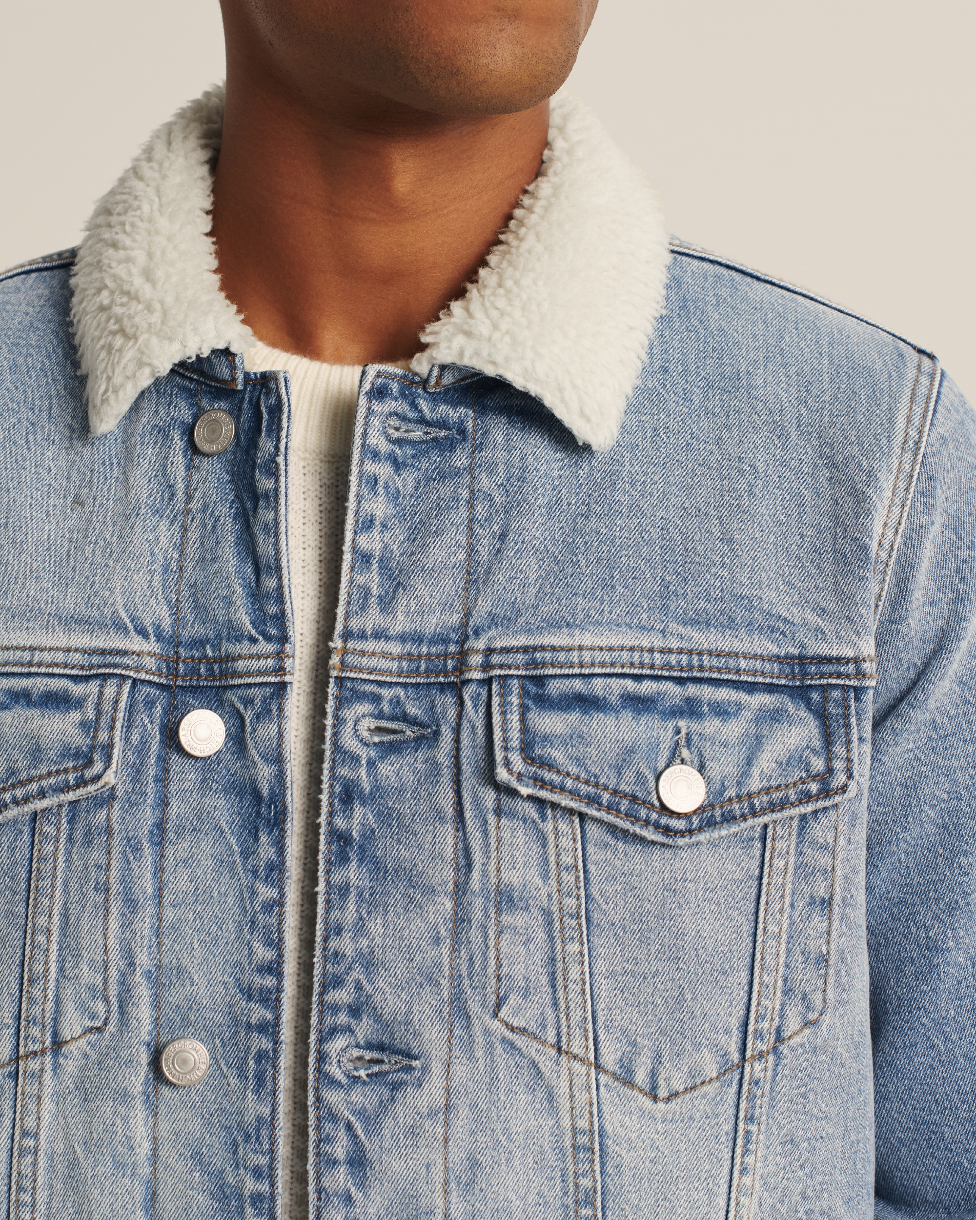 abercrombie denim sherpa jacket