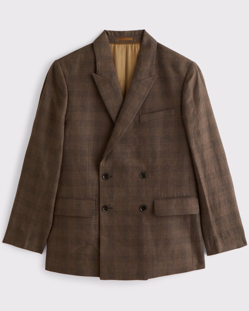 100% Linen A&F Collins Double-Breasted Blazer - thumbnail 2