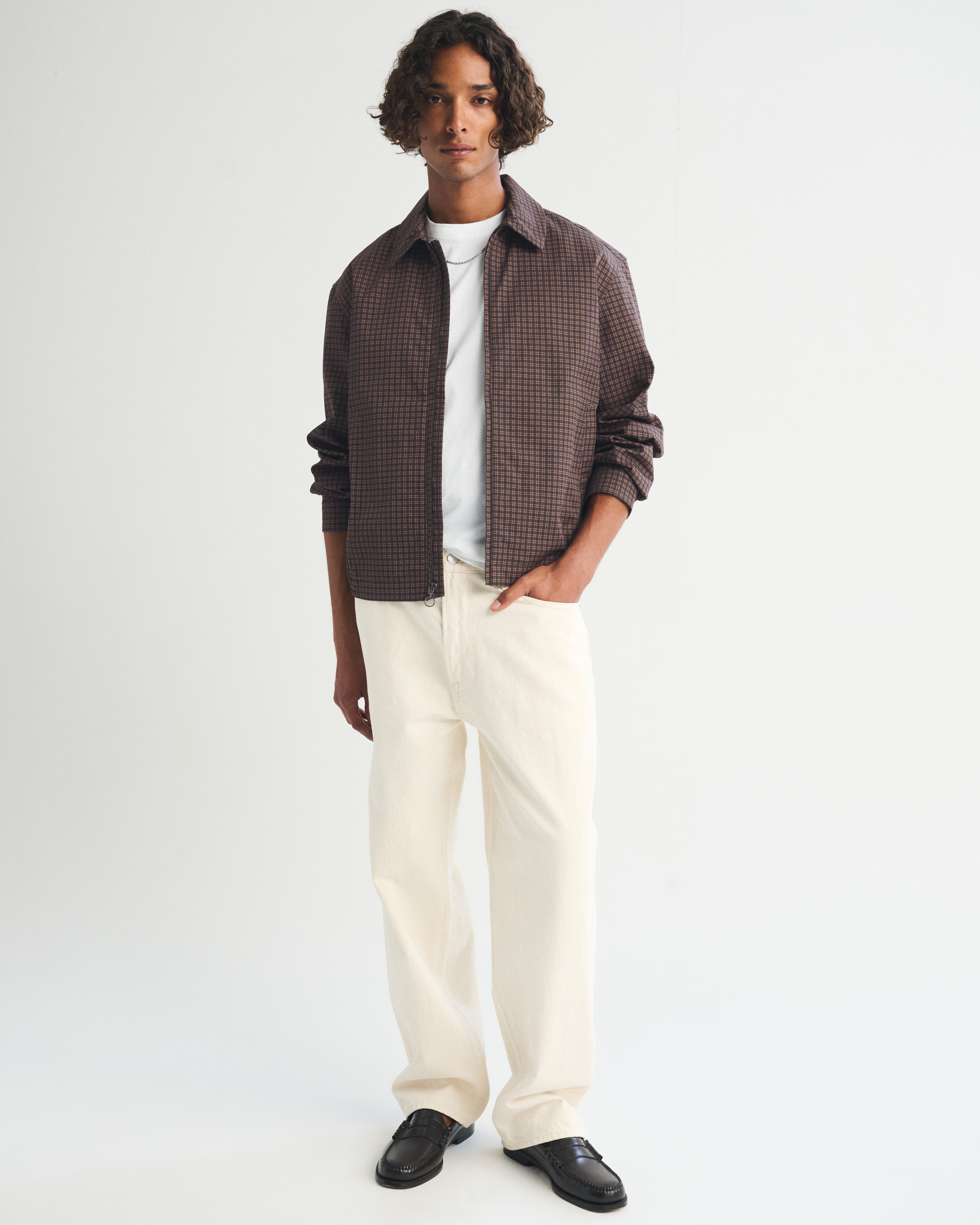 Мужская куртка Abercrombie & Fitch 100% Cotton Harrington, цвет: Коричневый клетчатый — фото 2