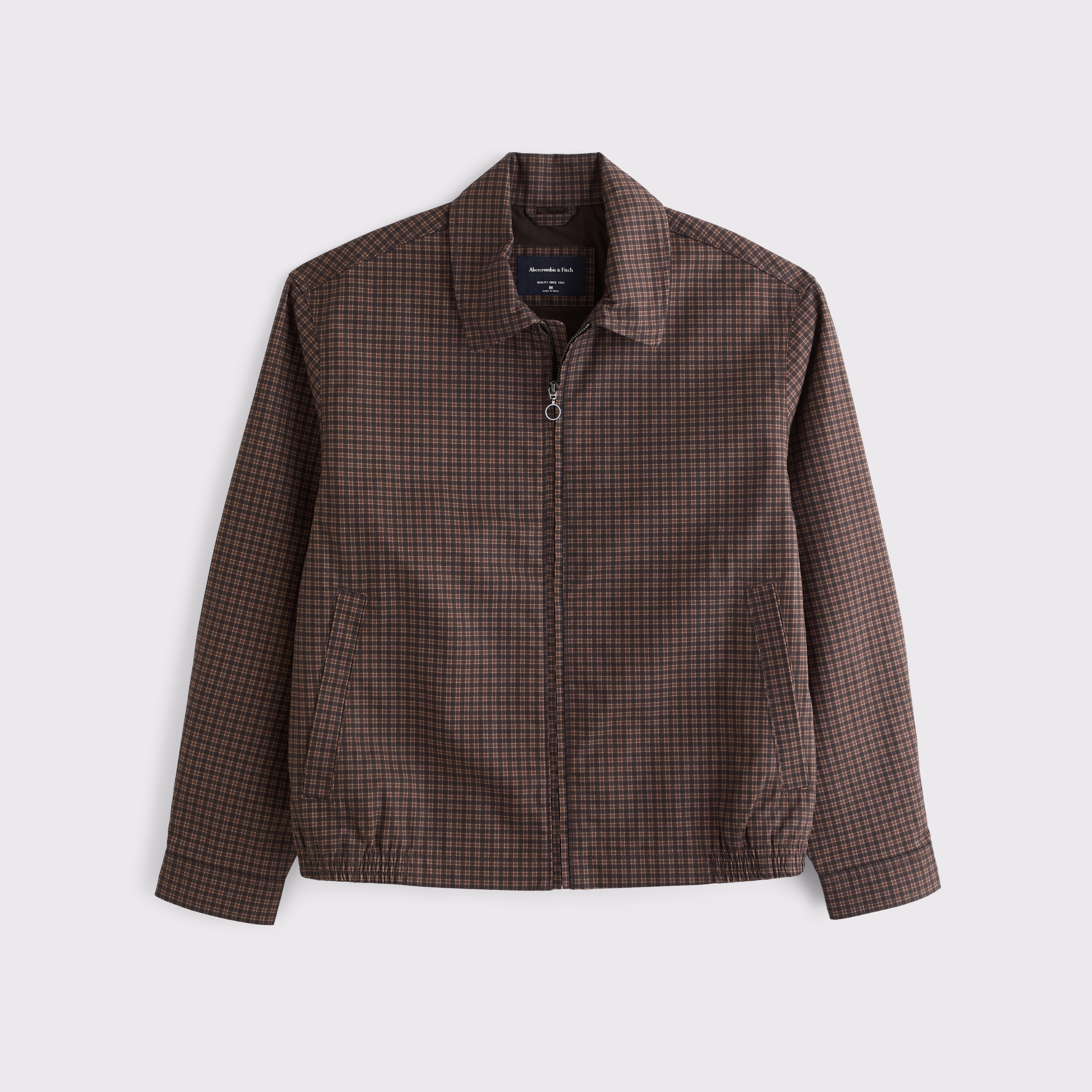 Мужская куртка Abercrombie & Fitch 100% Cotton Harrington, цвет: Коричневый клетчатый