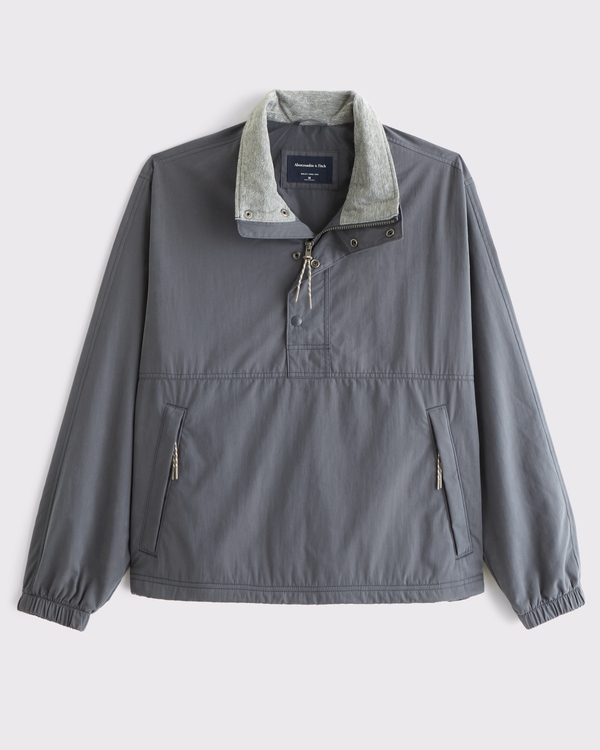 Mock Neck Half-Snap Jacket, Blue view 1