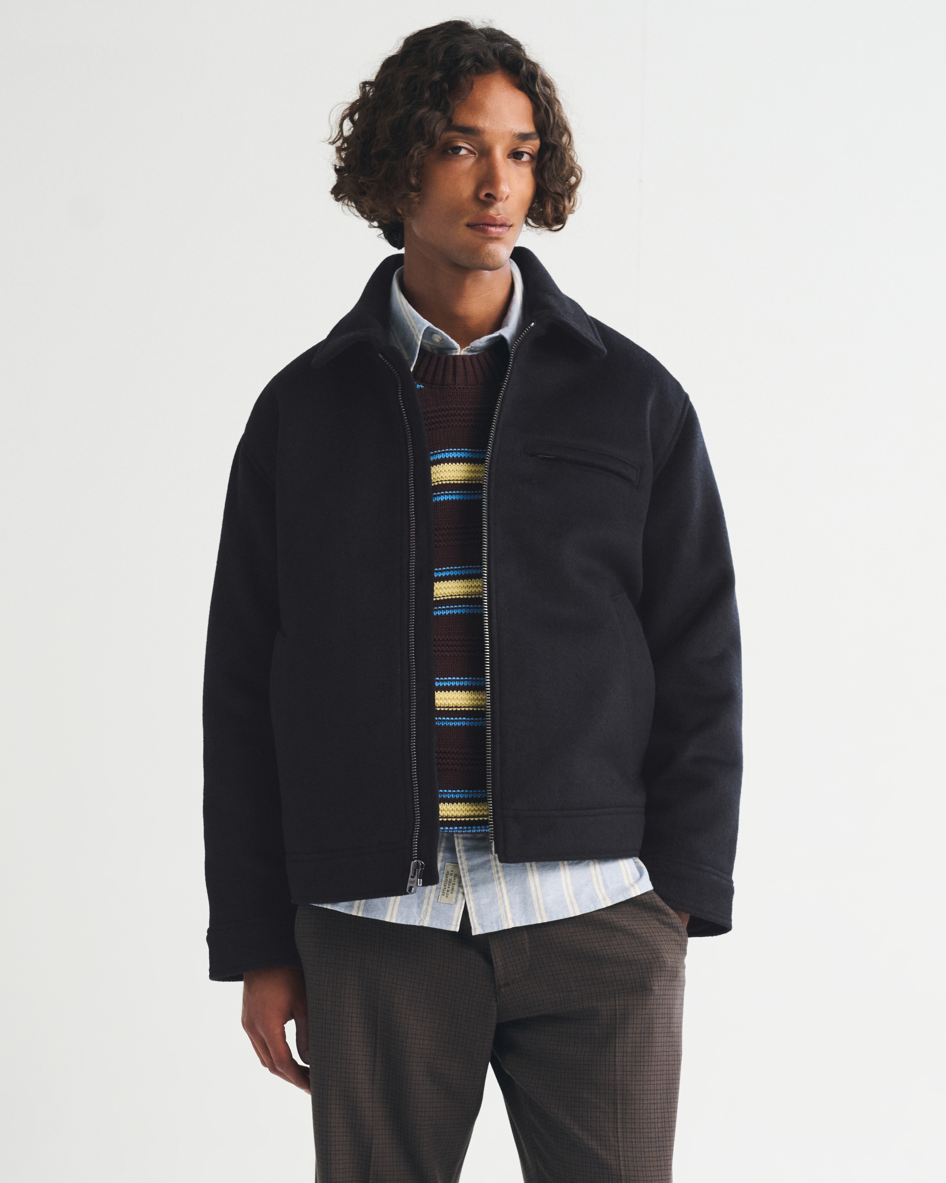 Мужская куртка Abercrombie & Fitch Wool-Blend Zip, цвет: Чёрный — фото 2