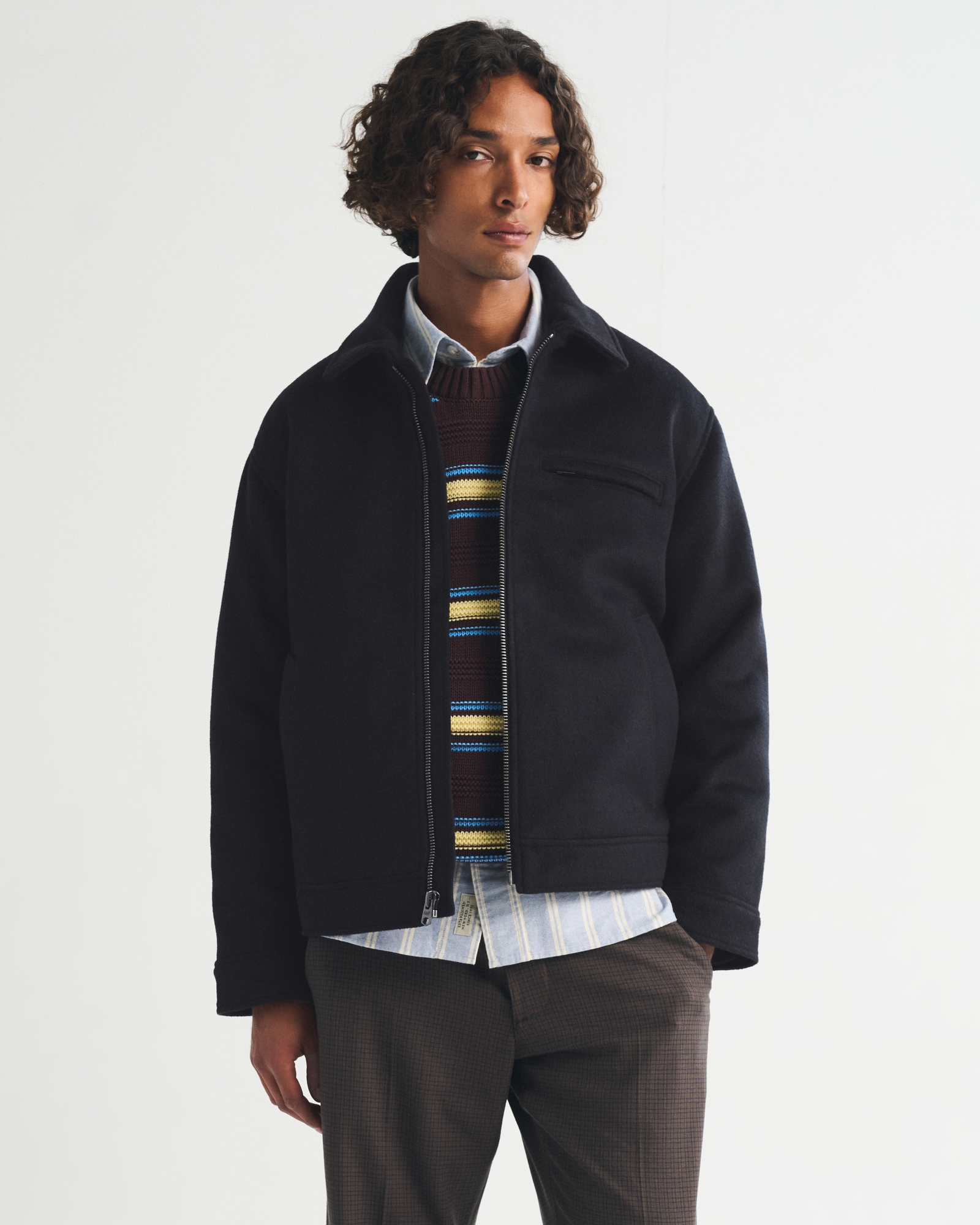 Abercrombie & Fitch Cropped Wool-Blend Zip Jacket | MainPlace Mall