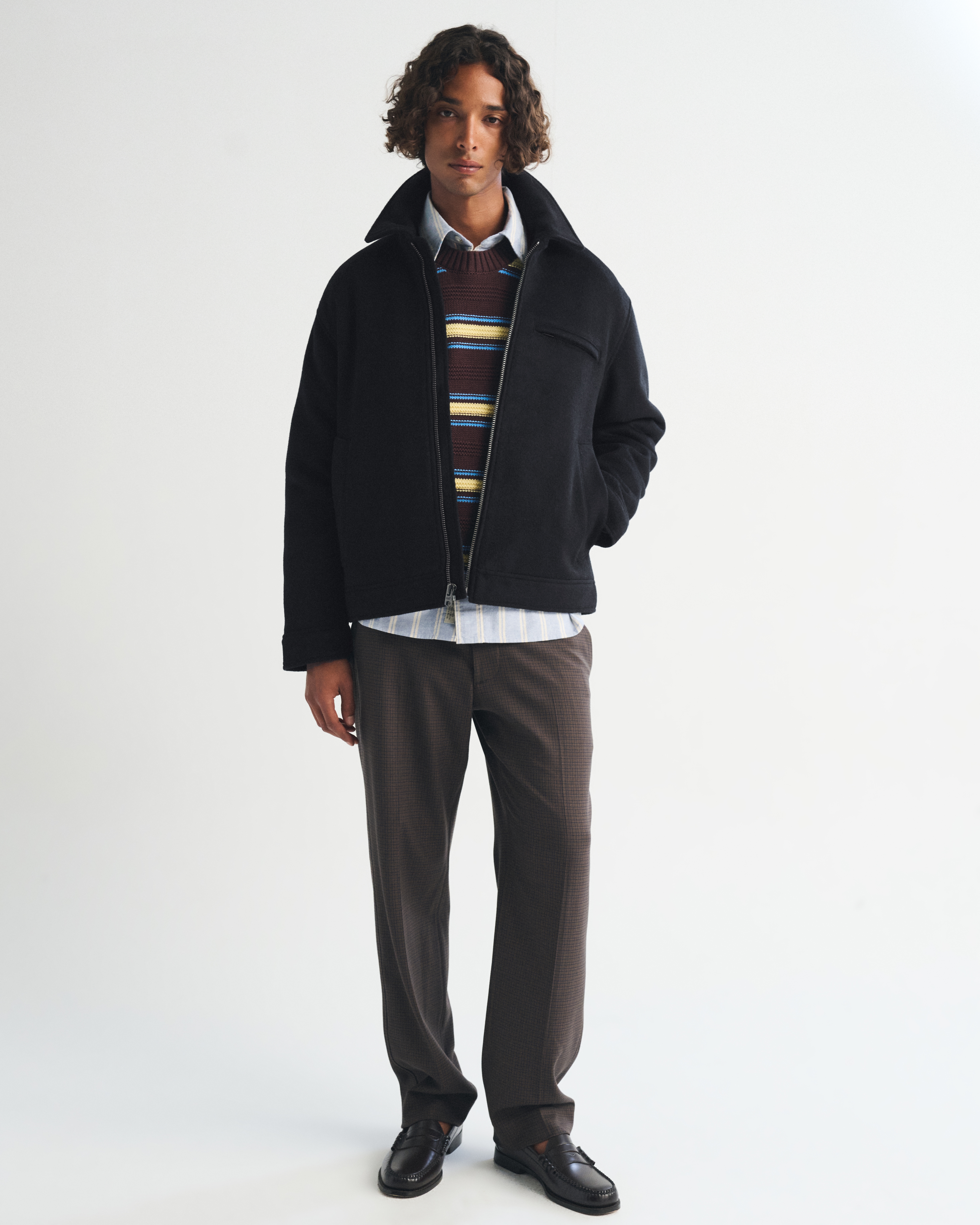 Мужская куртка Abercrombie & Fitch Wool-Blend Zip, цвет: Чёрный — фото 3