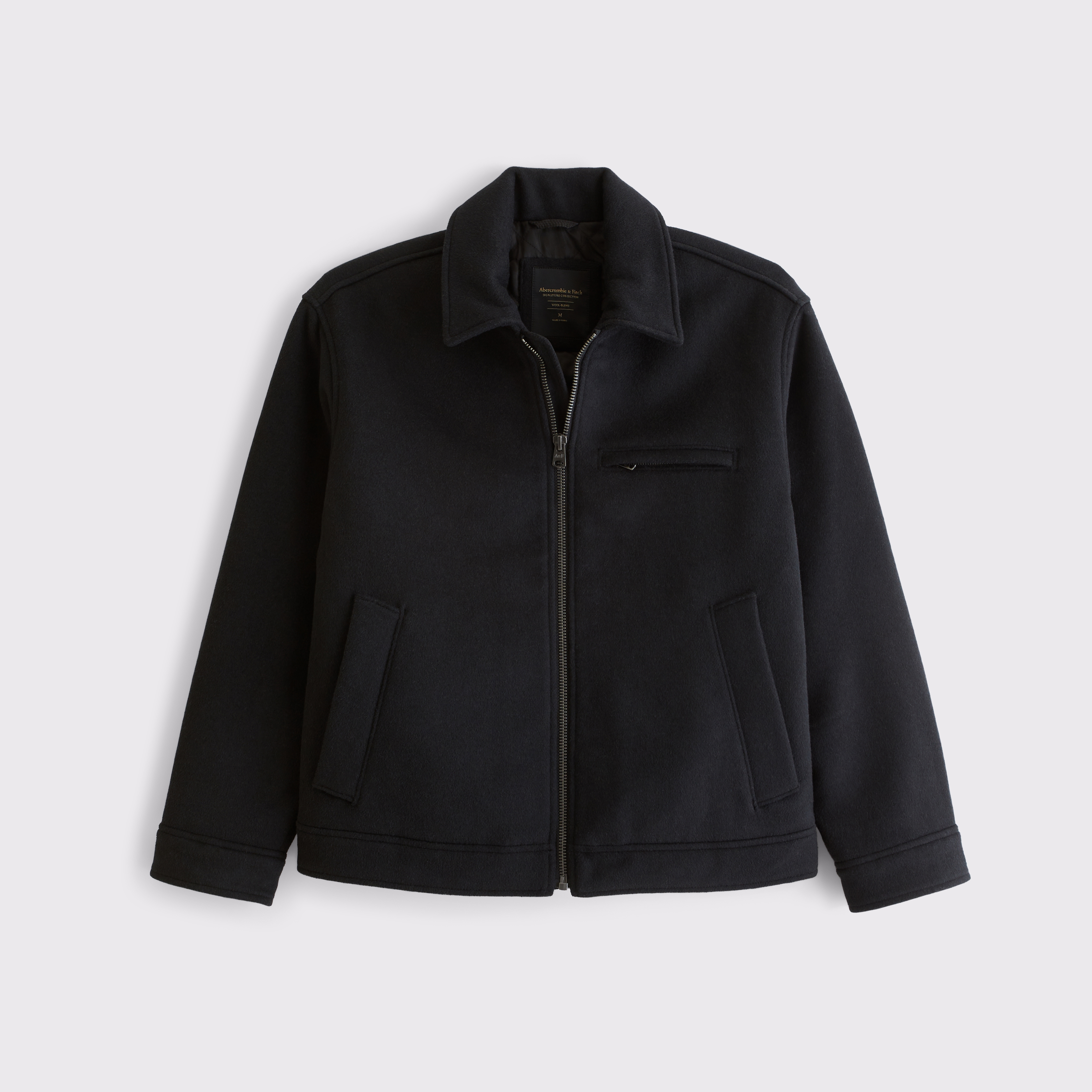 Мужская куртка Abercrombie & Fitch Wool-Blend Zip, цвет: Чёрный