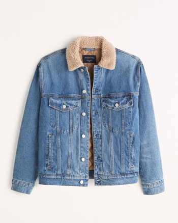 Men's Sherpa Denim Trucker Jacket | Men's Sale | Abercrombie.com