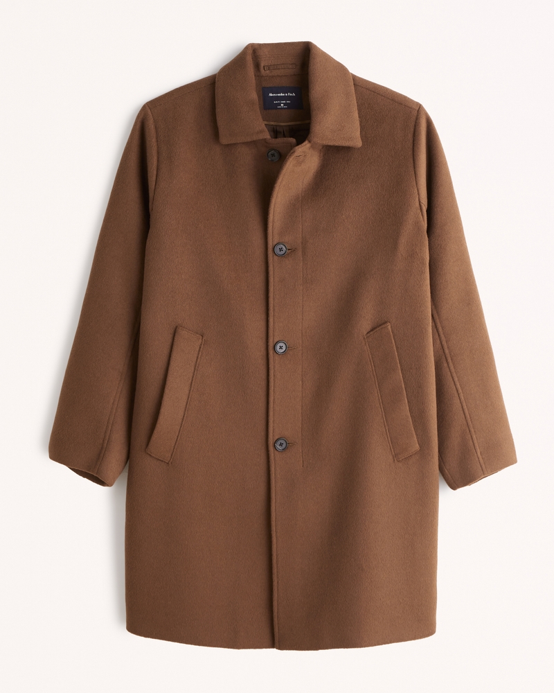 Double-faced button-up camel wool coat