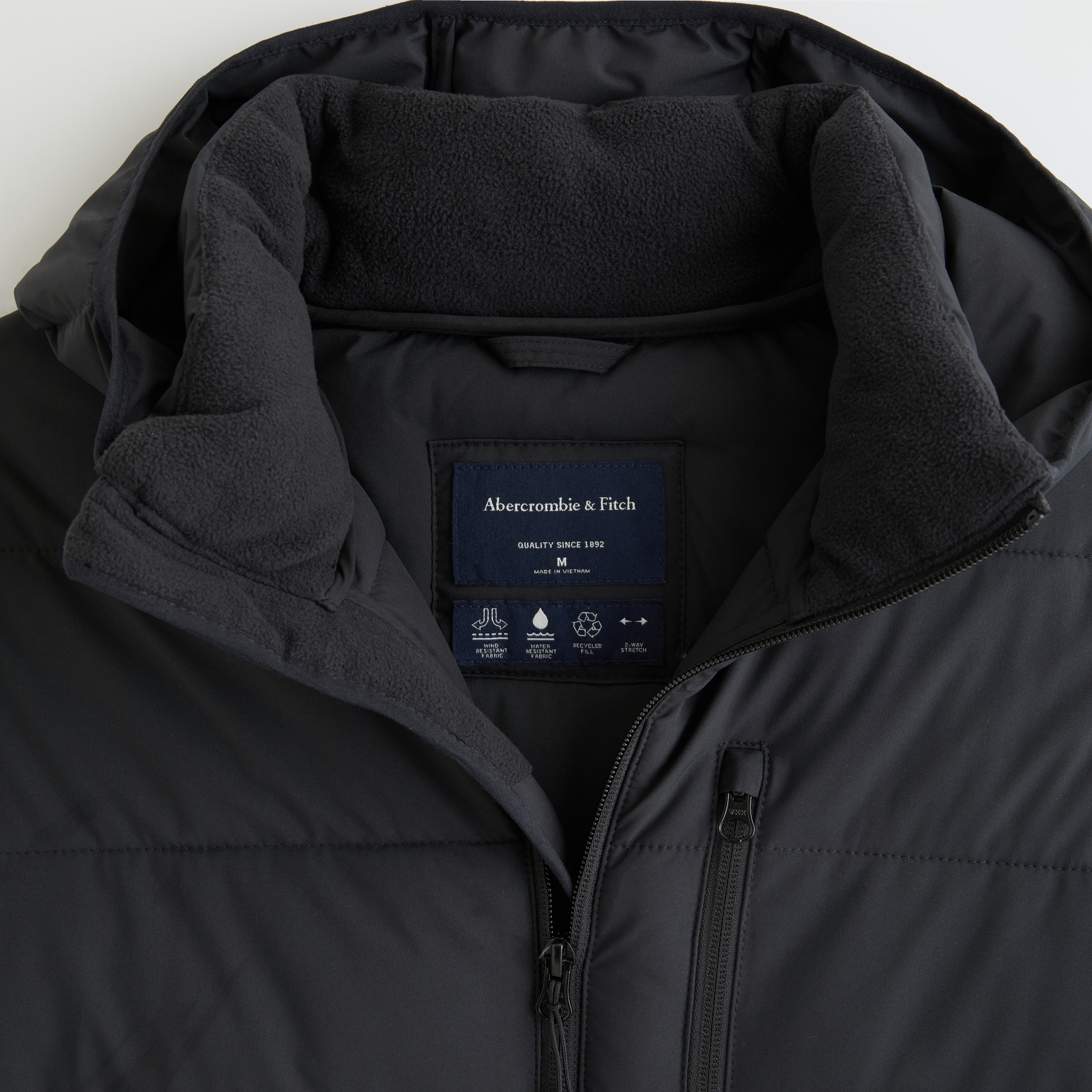 Abercrombie black outlet puffer jacket