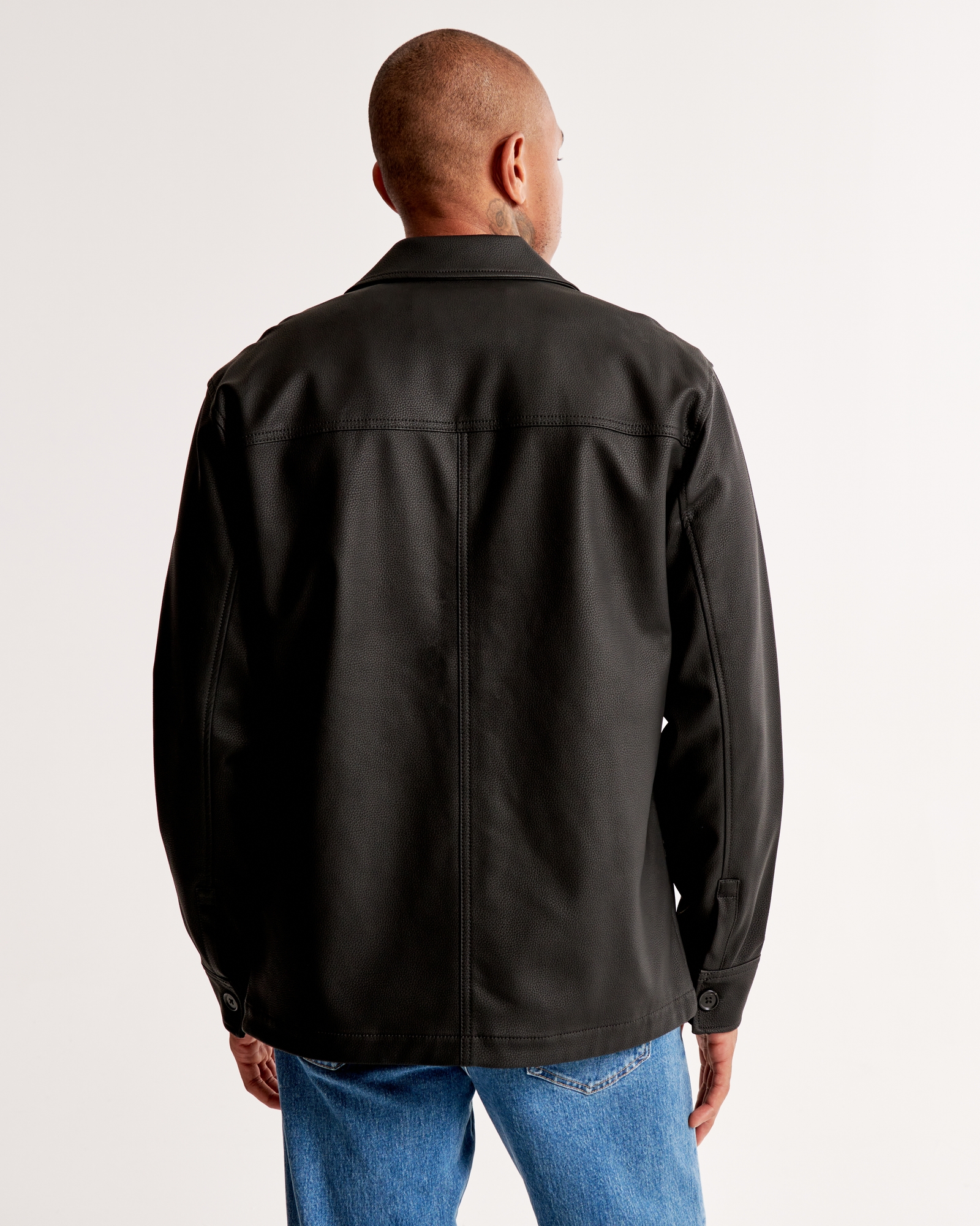 Vegan Leather Shirt Jacket