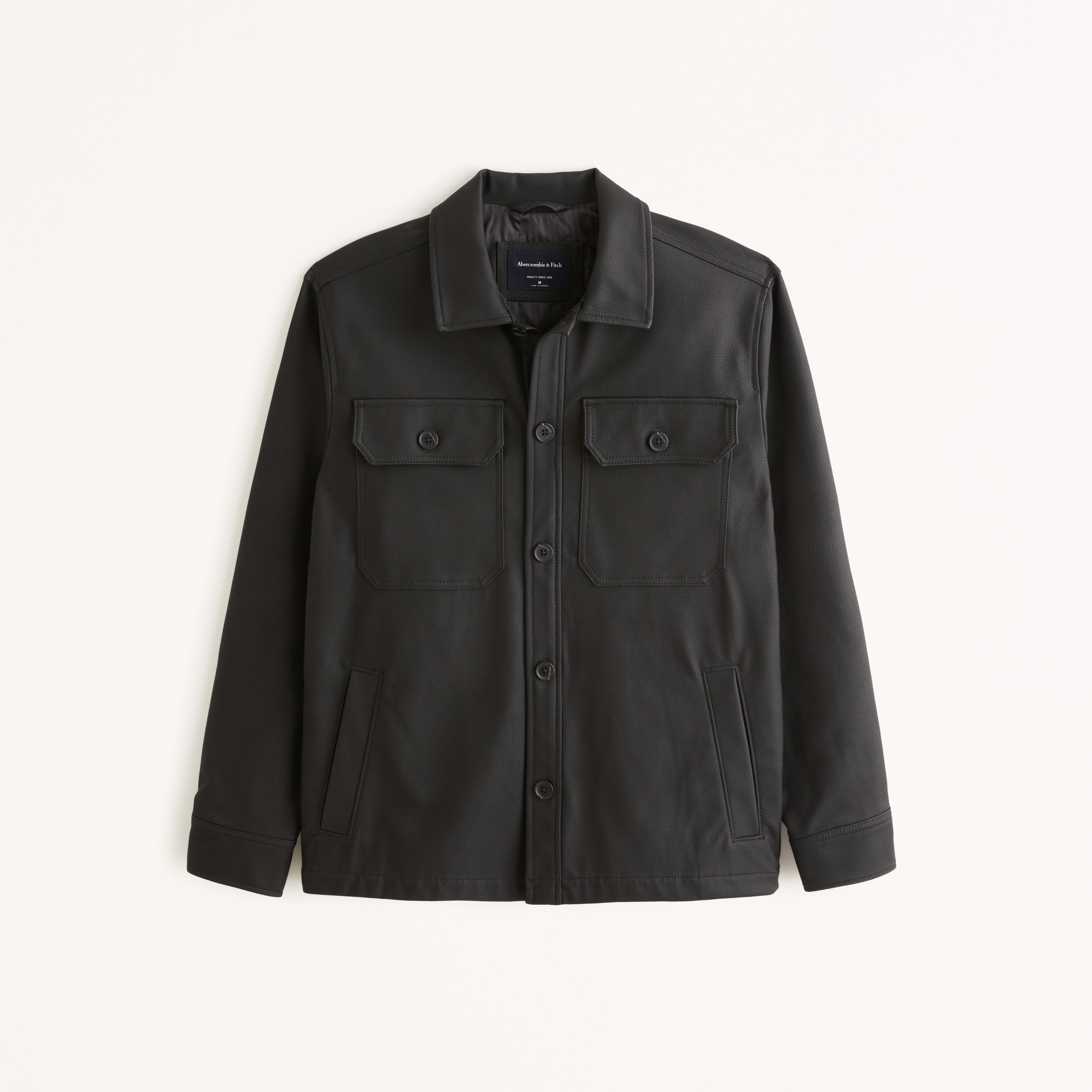 Men's Vegan Leather Shirt Jacket | Men's Clearance | Abercrombie.com