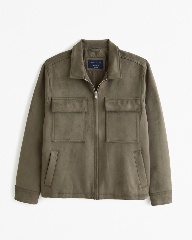 Men's Vegan Suede Zip Shirt Jacket | Men's Sale | Abercrombie.com素材フェイクレザー