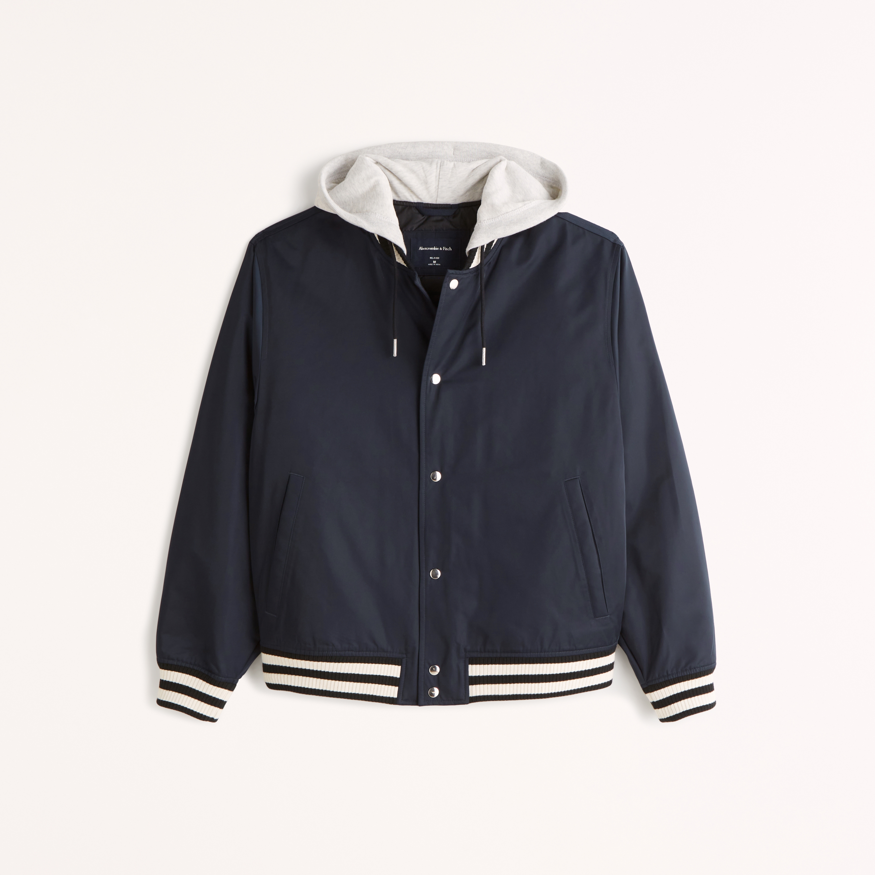 Men's Hooded Varsity Nylon Bomber Jacket | Men's New Arrivals