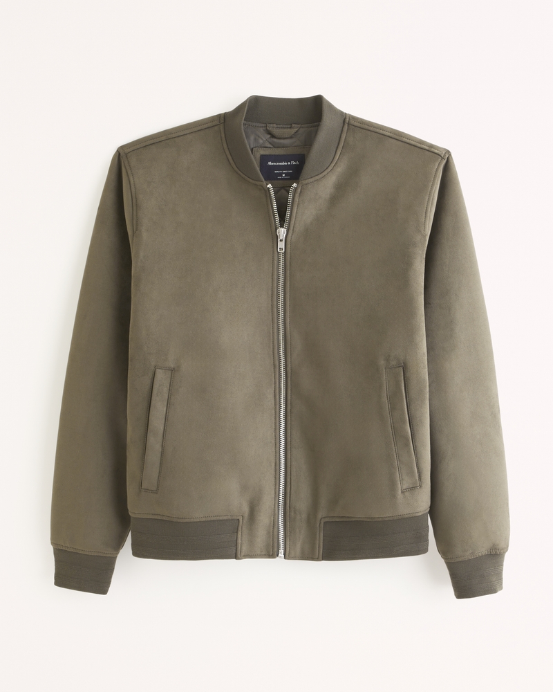 Men's Vegan Suede Bomber Jacket | Men's Clearance