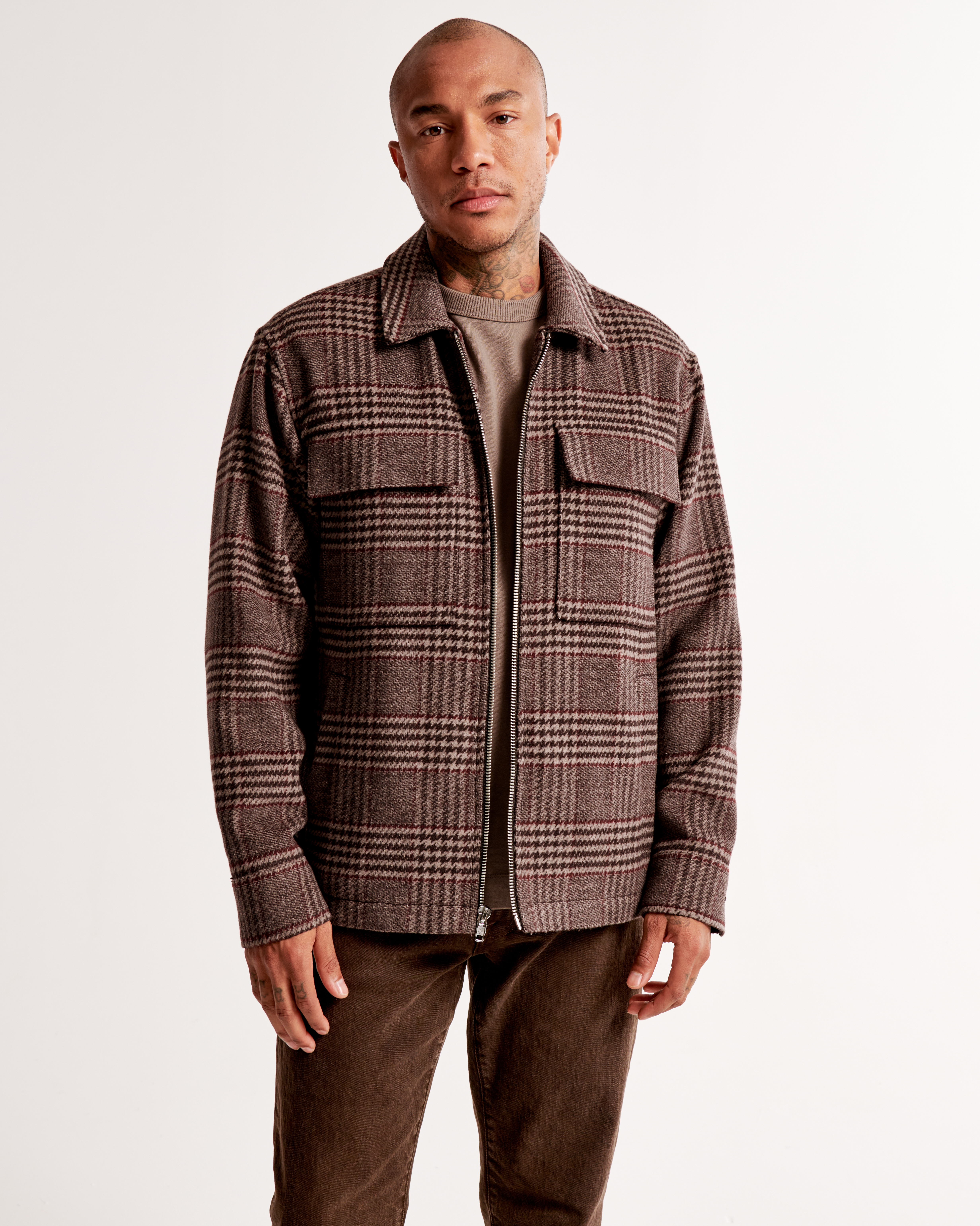 Men's Wool-Blend Zip Shirt Jacket | Men's Coats & Jackets