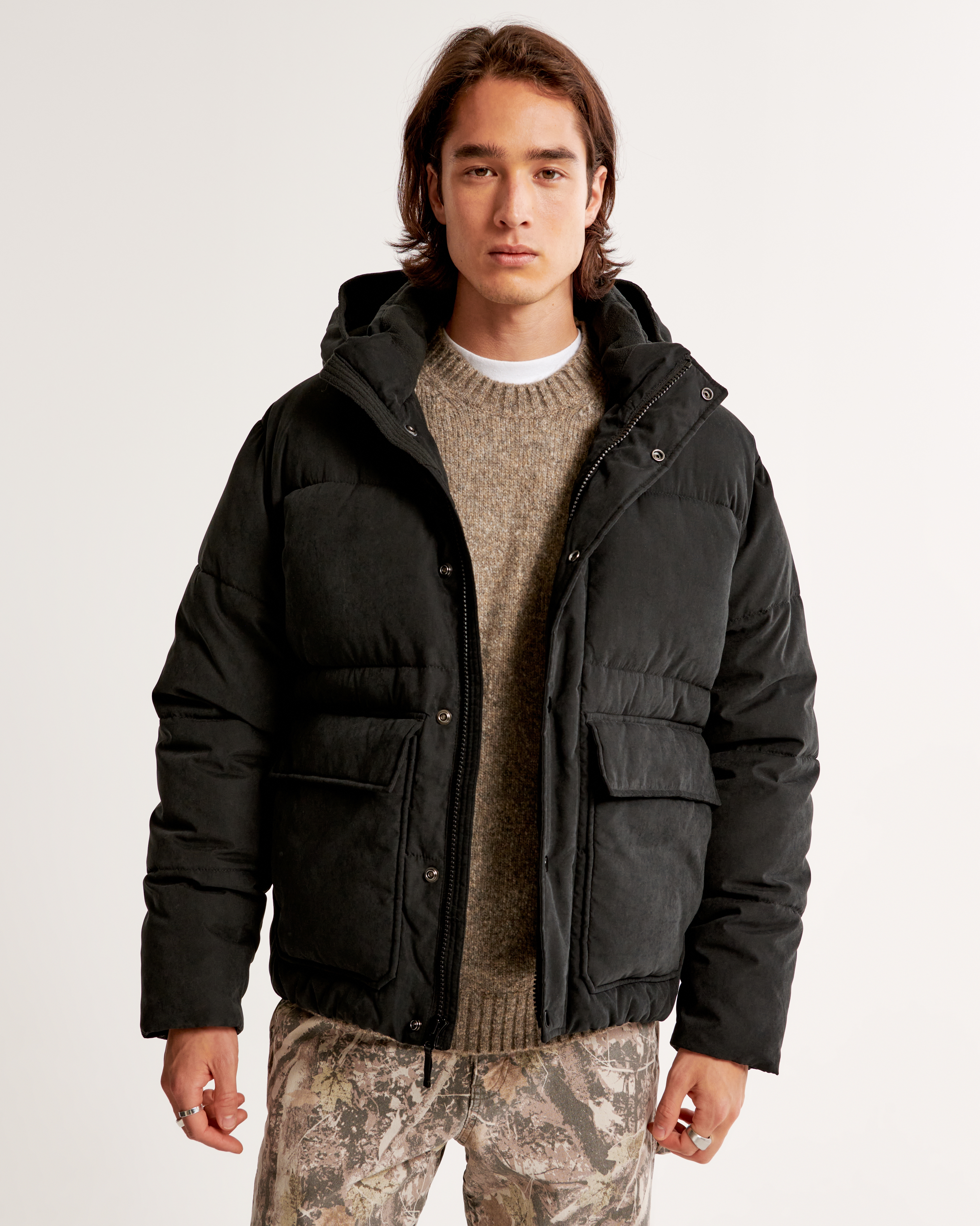 Mens utility jacket with cheap hood