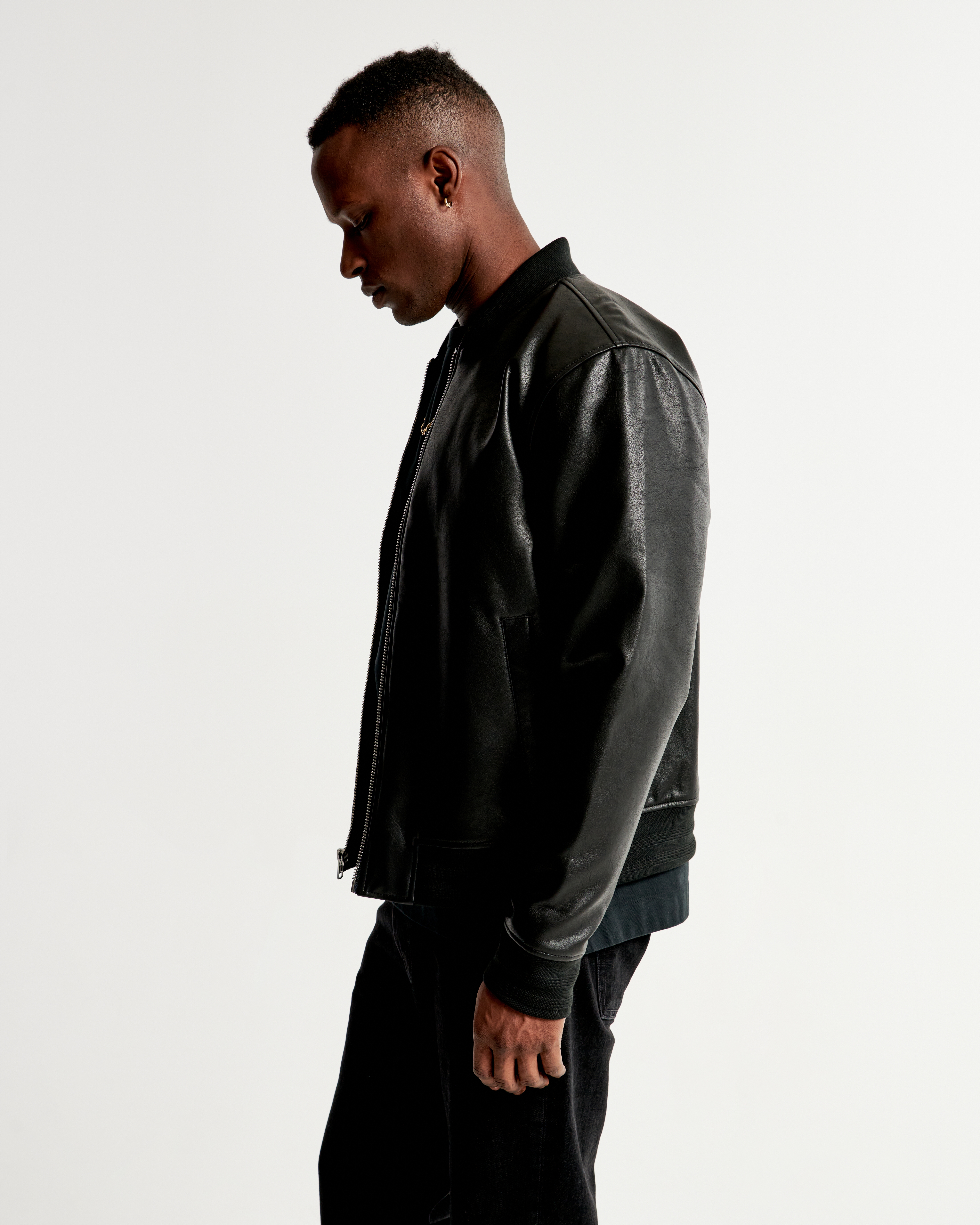 Men's Vegan Leather Bomber Jacket | Men's Coats & Jackets