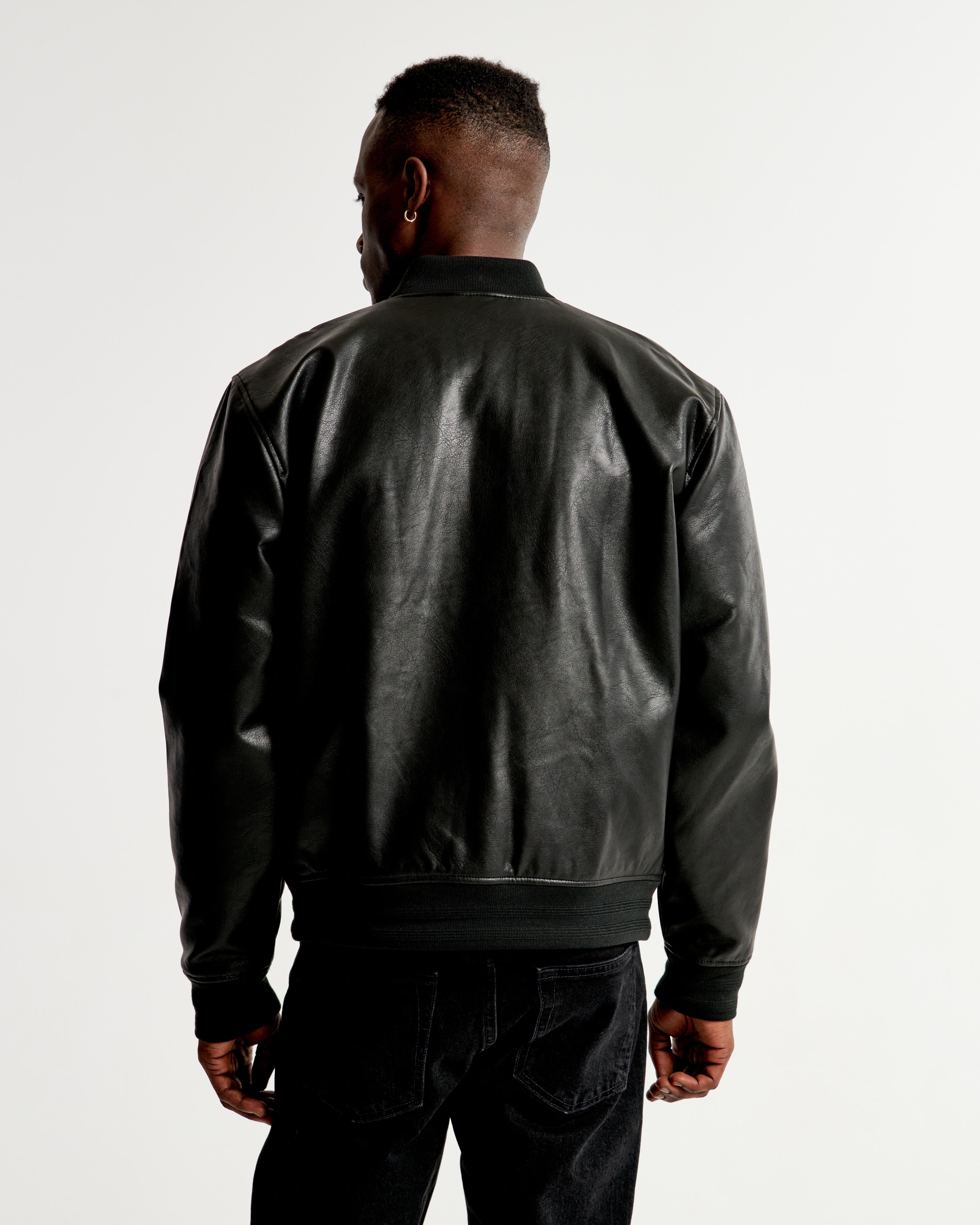 Vegan Leather Bomber Jacket