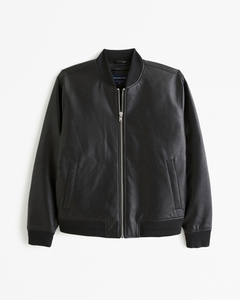 Men's Vegan Leather Bomber Jacket | Men's Coats & Jackets | Abercrombie.com