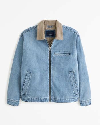 Men s Denim Zip Trucker Jacket Men s Clearance Abercrombie