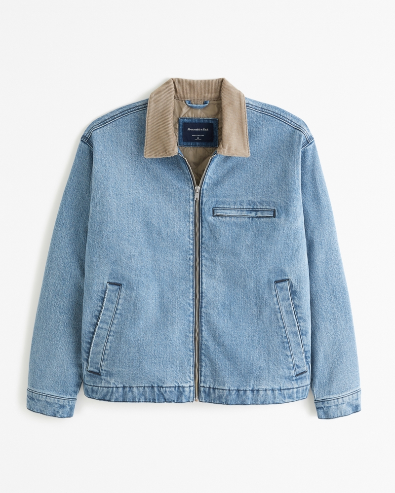 Men's Denim Zip Trucker Jacket | Men's Clearance | Abercrombie.com