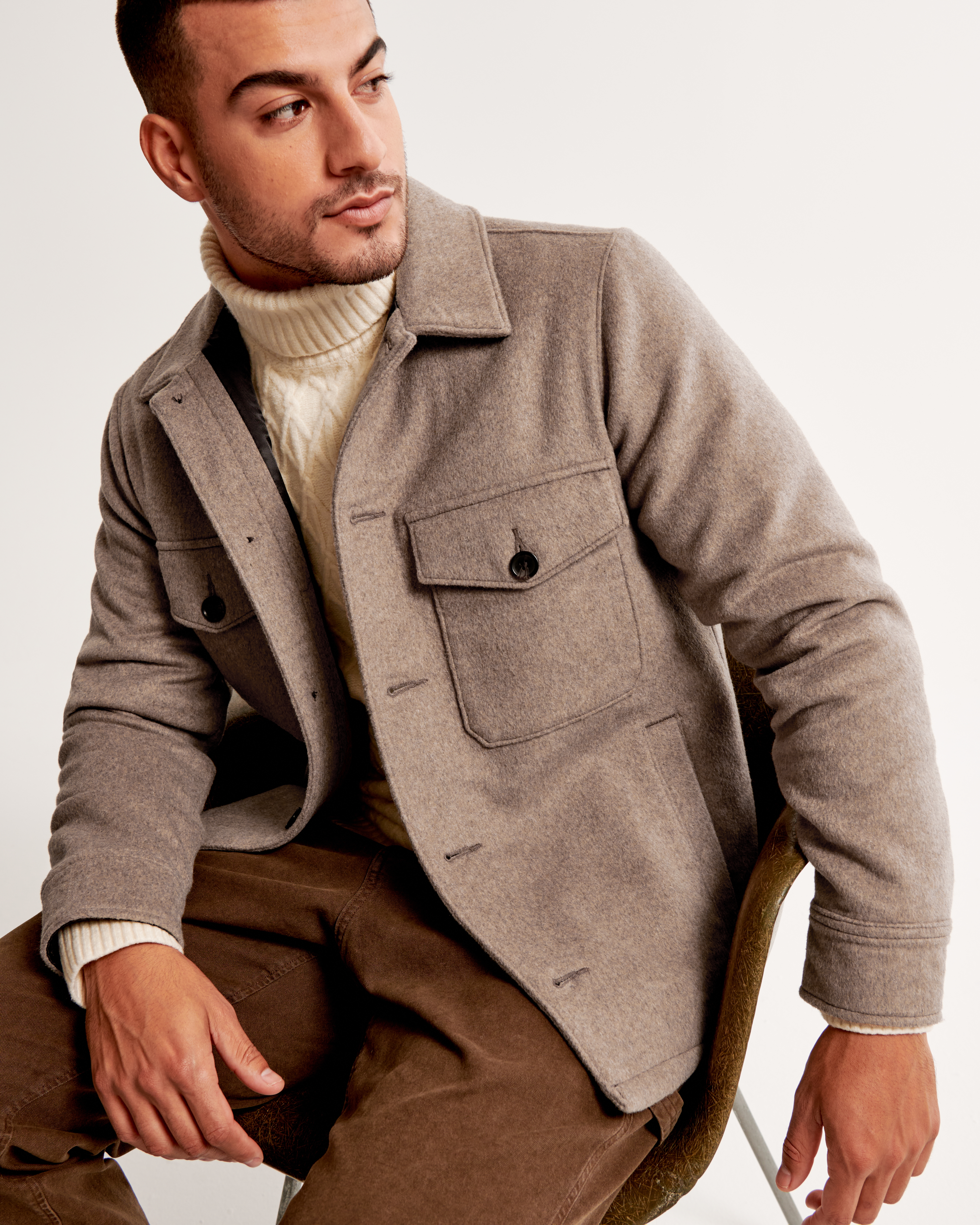 Men's Elevated Wool-Blend Shirt Jacket | Men's Coats & Jackets