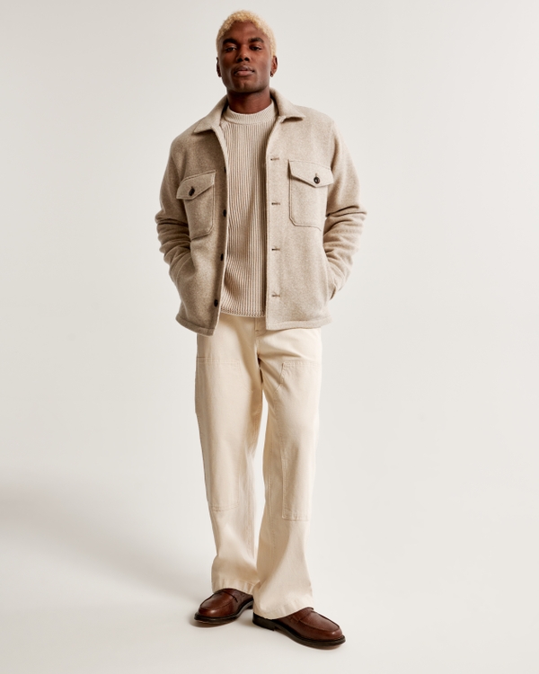 Elevated Shirt Jacket, Light Brown Texture