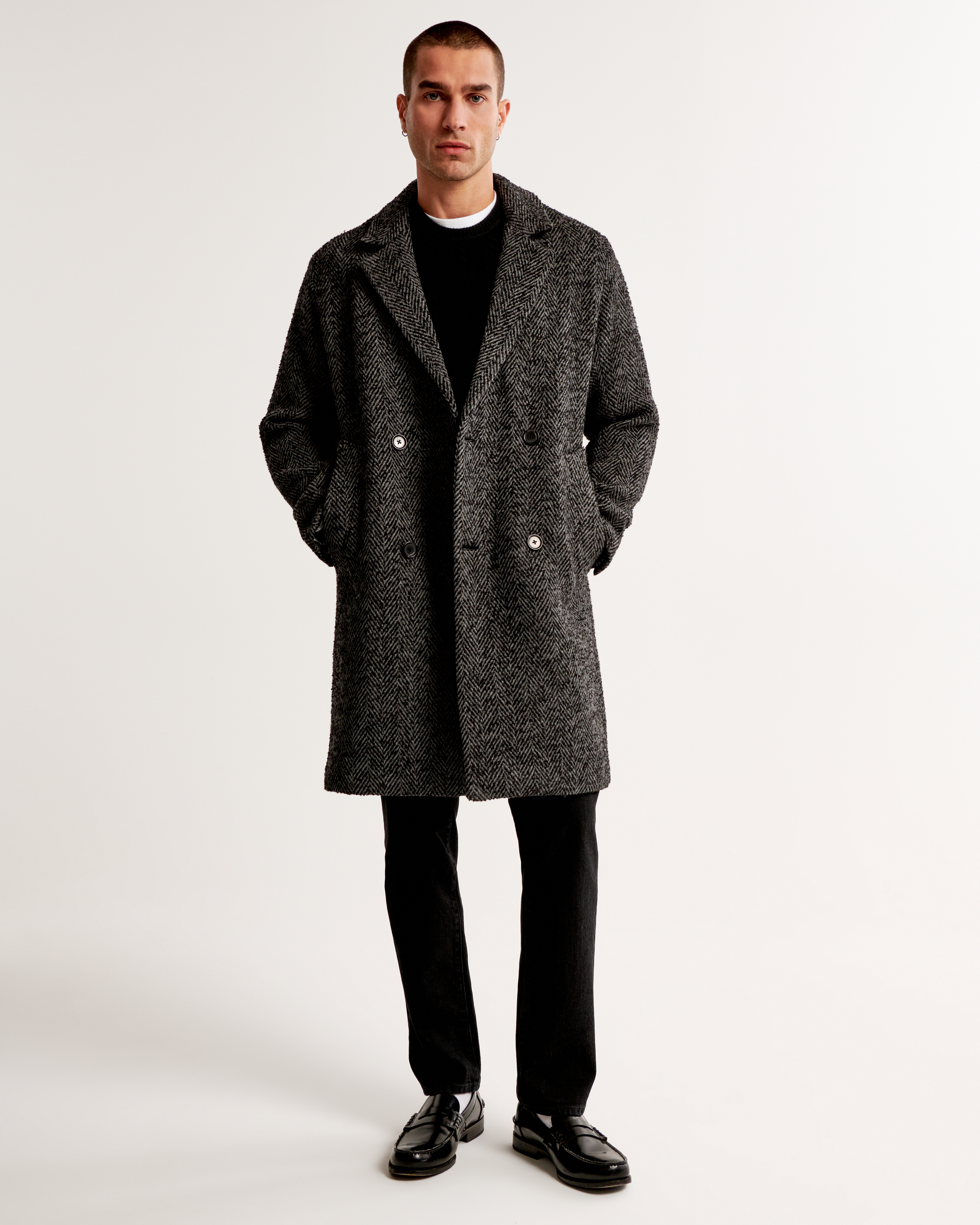 Мужское пальто Abercrombie & Fitch Double Breasted Wool-Blend, цвет: Тёмный серый варёный — фото 3